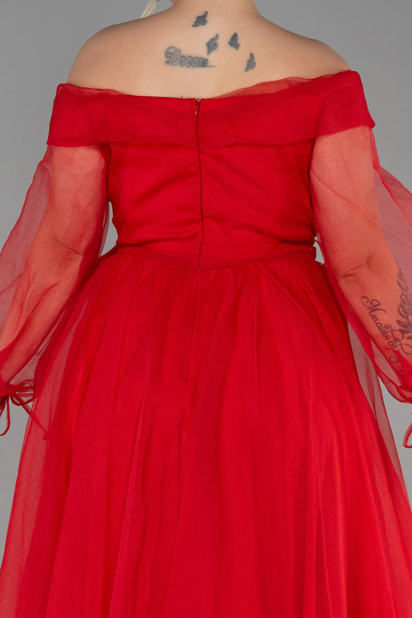 Red-Long Oversized Evening Dress ABU1535