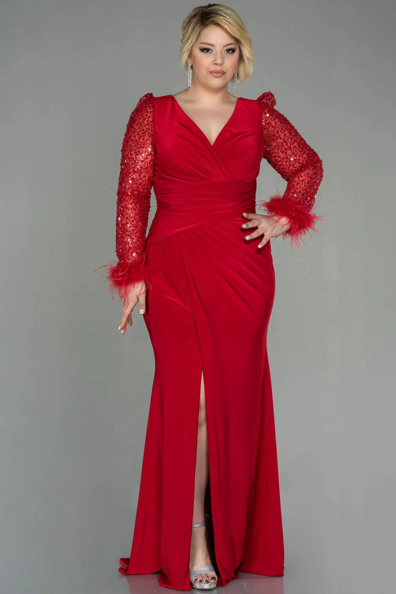 Red-Long Oversized Evening Dress ABU2976
