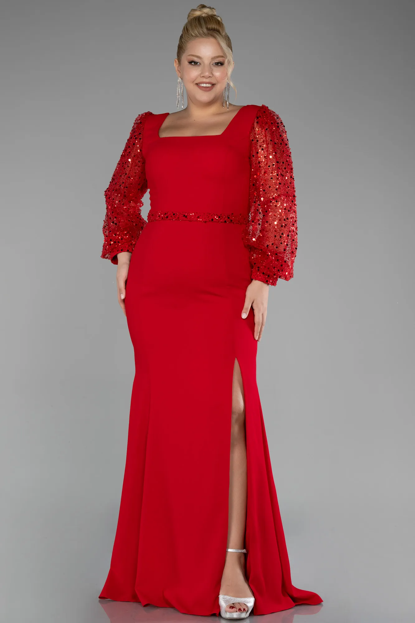 Red-Long Oversized Evening Dress ABU3912