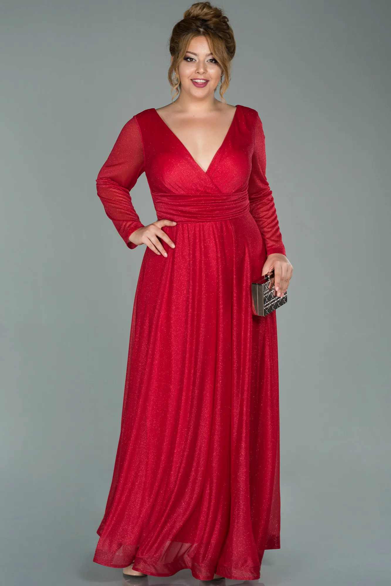 Red-Long Oversized Evening Dress ABU991