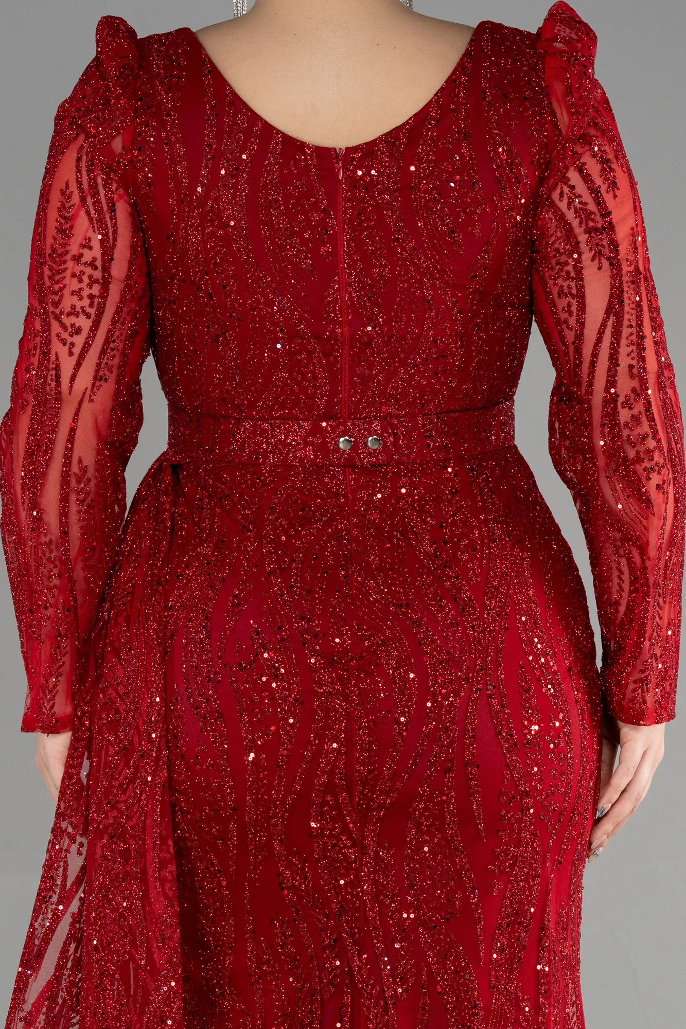 Red-Long Plus Size Engagement Dress ABU3562