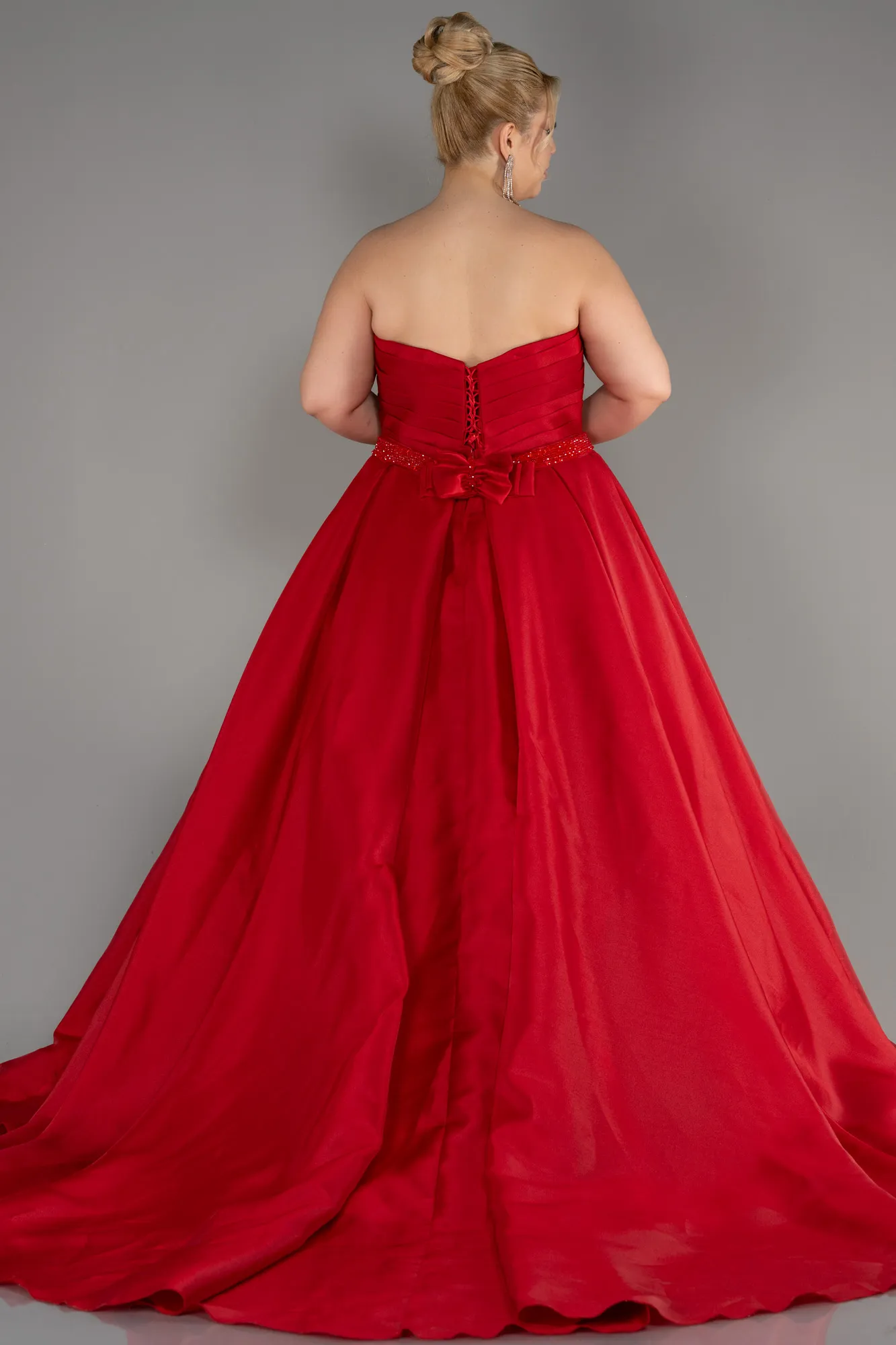 Red-Long Plus Size Engagement Dress ABU3619