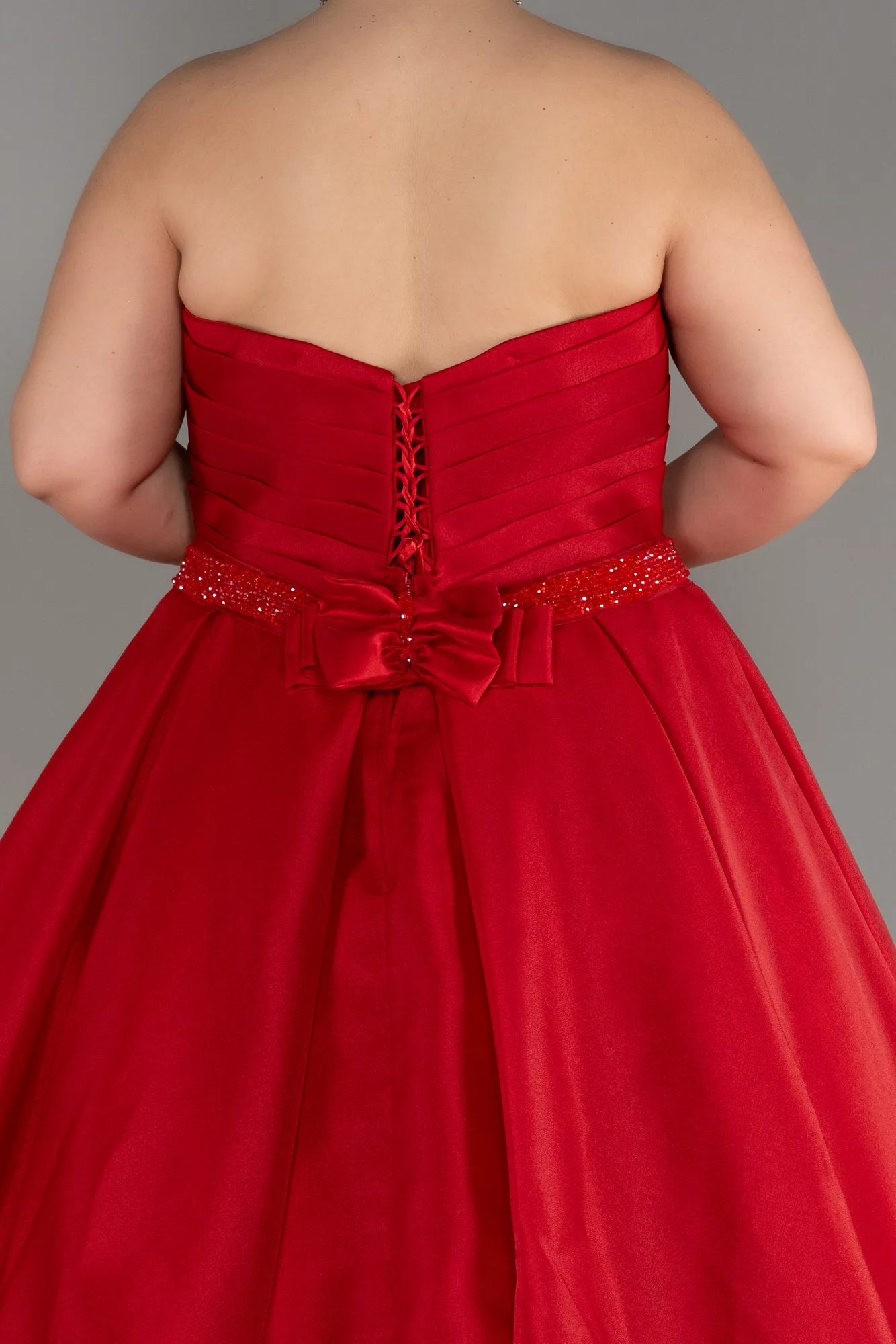 Red-Long Plus Size Engagement Dress ABU3619