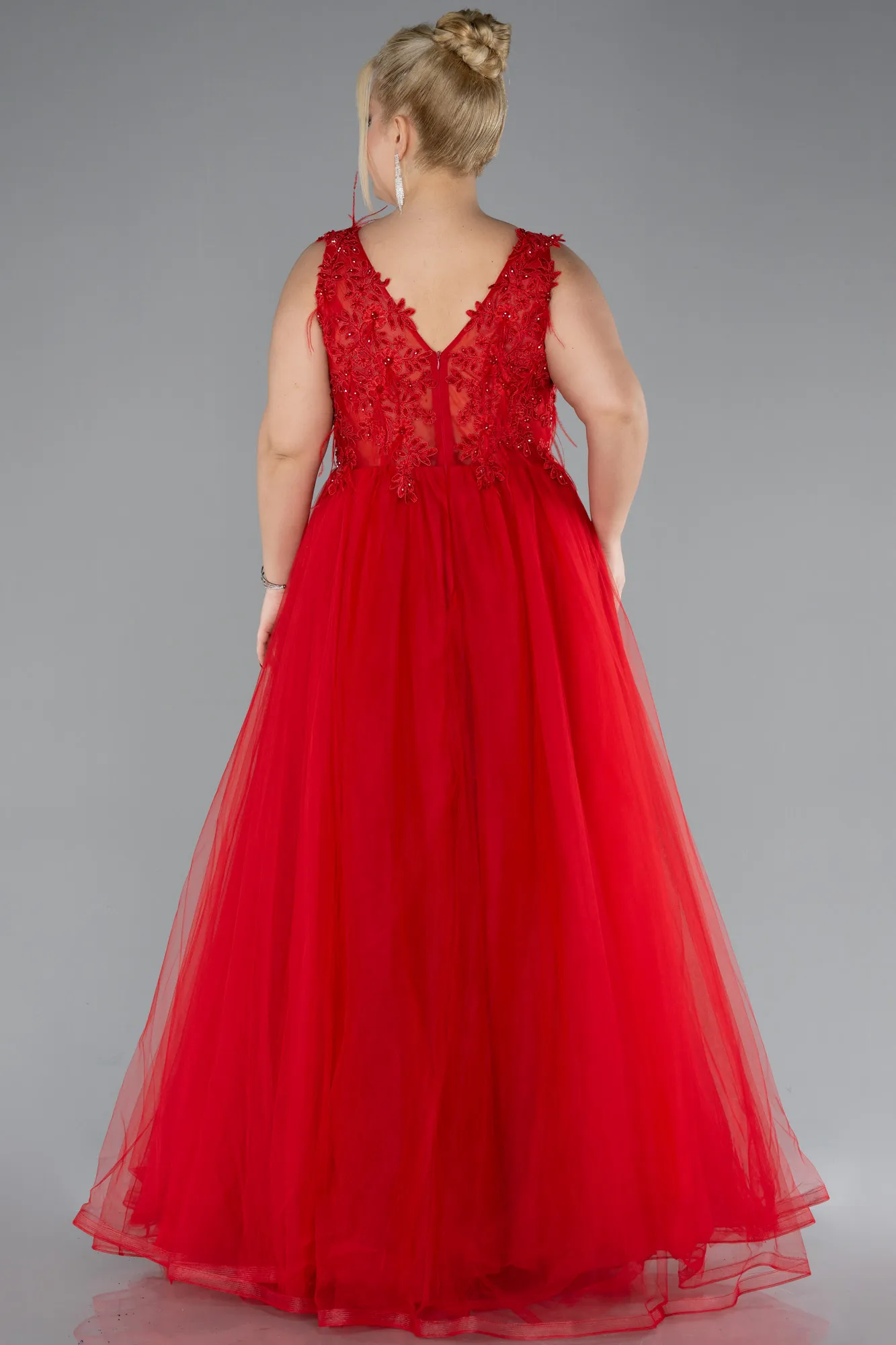 Red-Long Plus Size Engagement Dress ABU3719