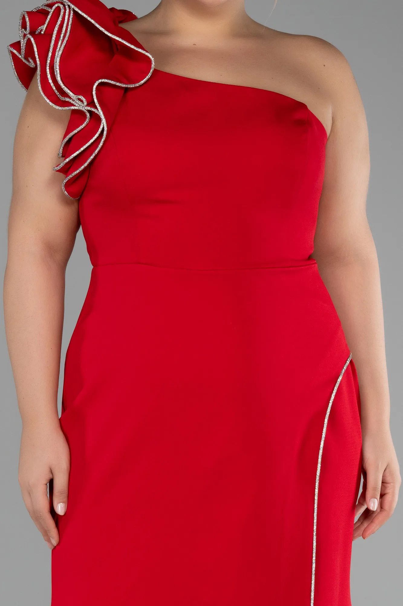 Red-Long Plus Size Engagement Dress ABU3911