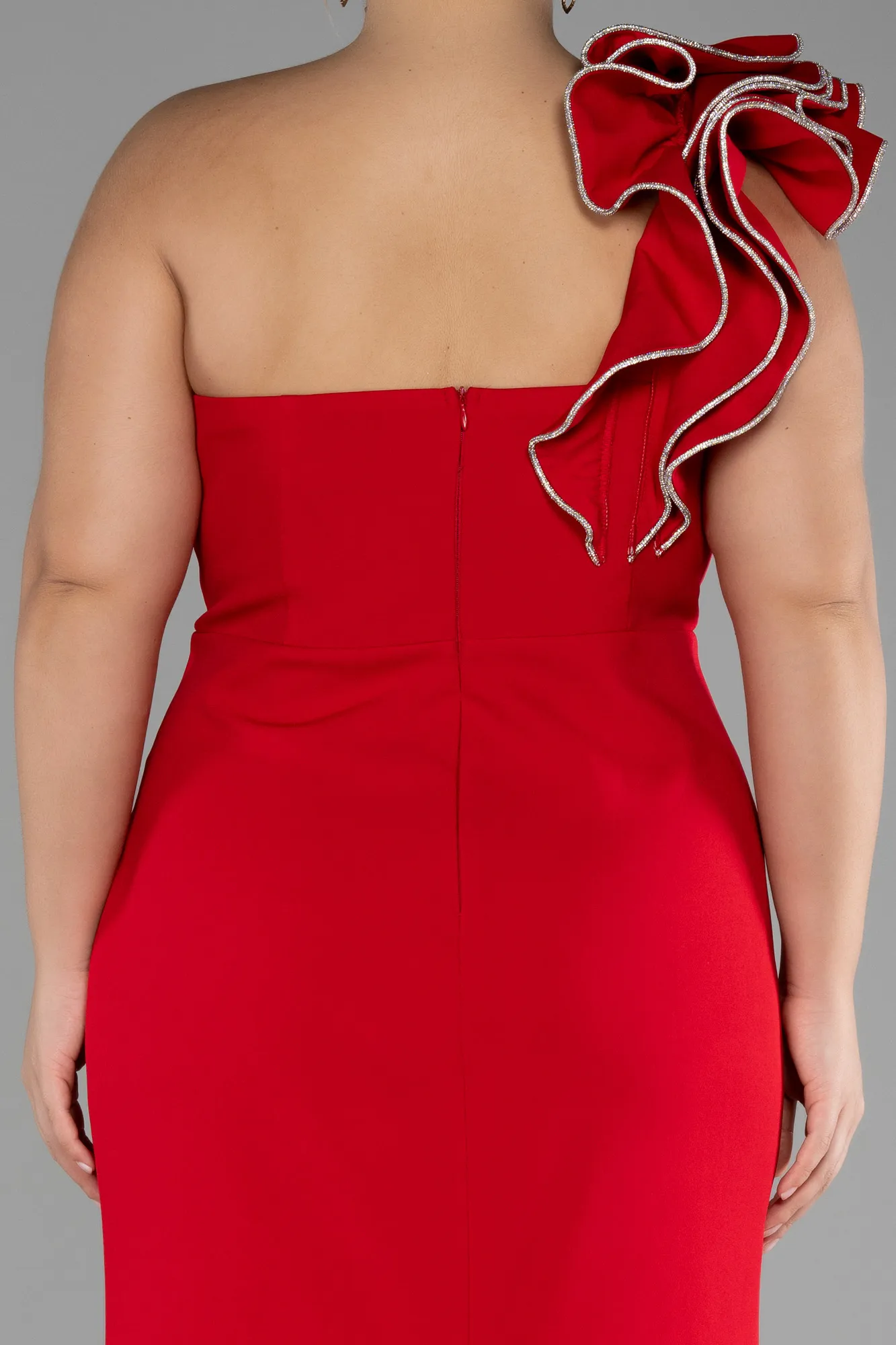 Red-Long Plus Size Engagement Dress ABU3911