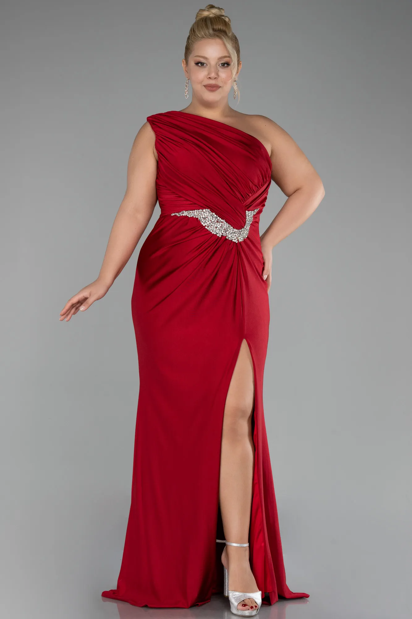 Red-Long Plus Size Engagement Dress ABU4148