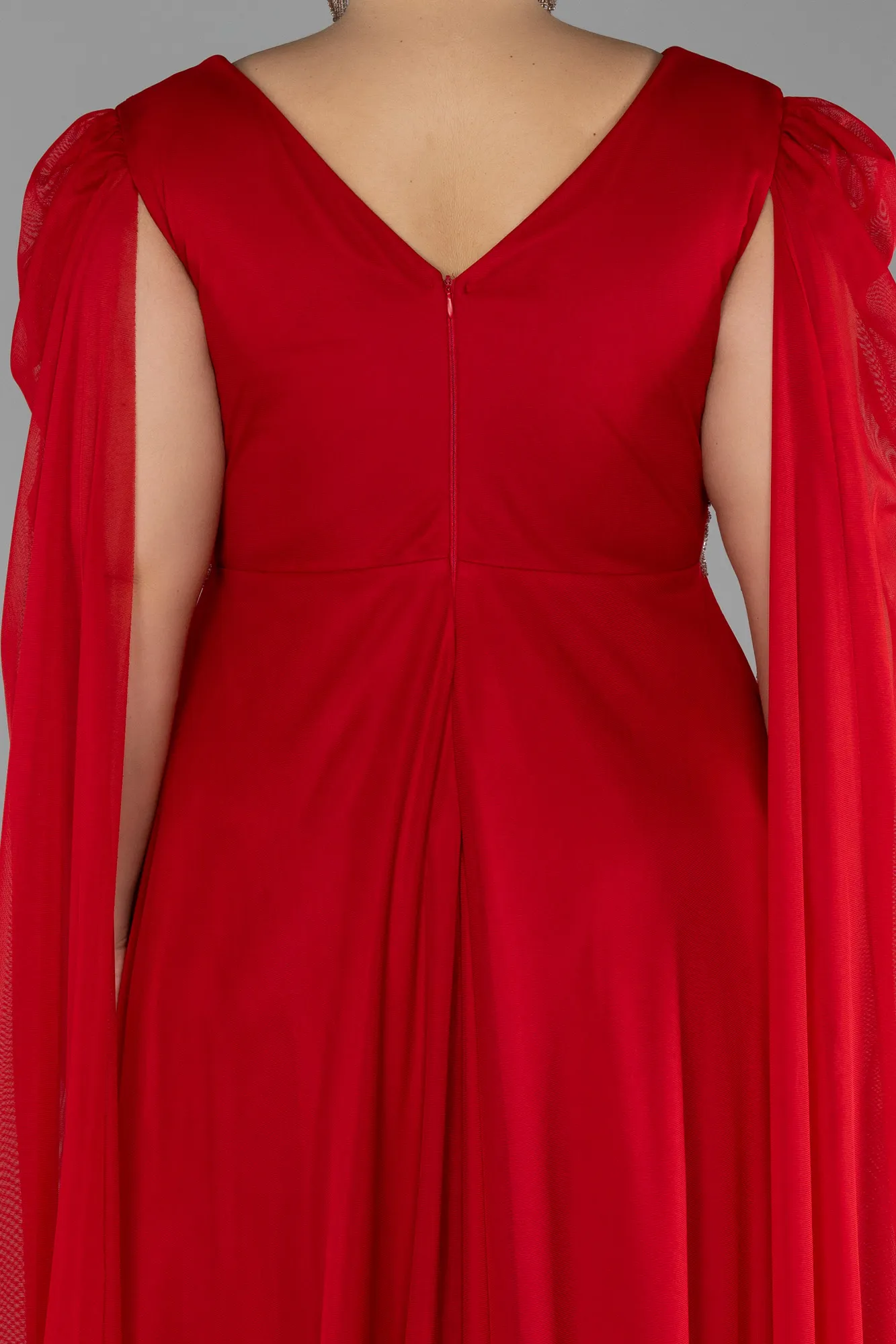 Red-Long Plus Size Engagement Dress ABU4259