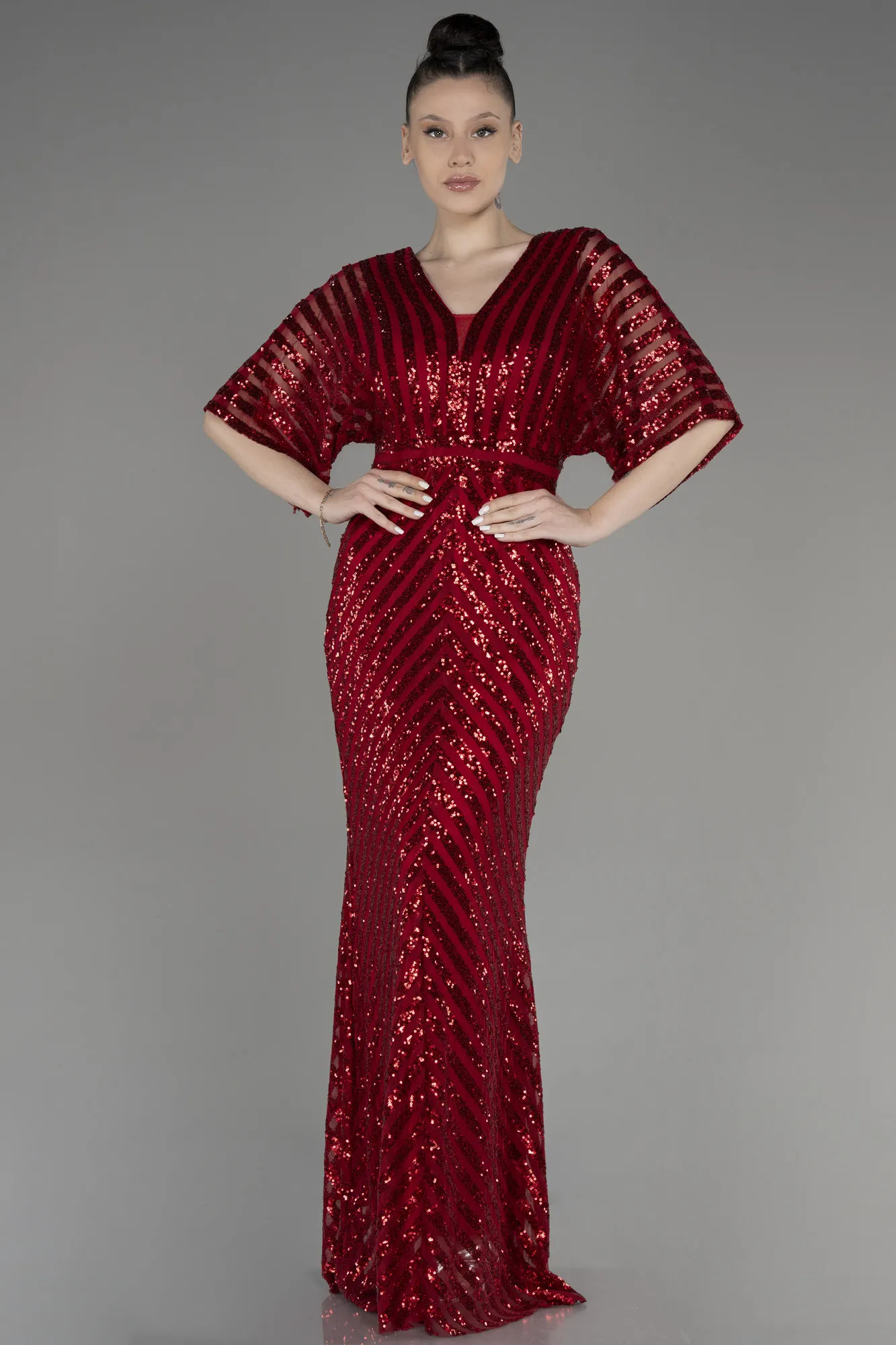 Red-Long Plus Size Evening Dress ABU2309