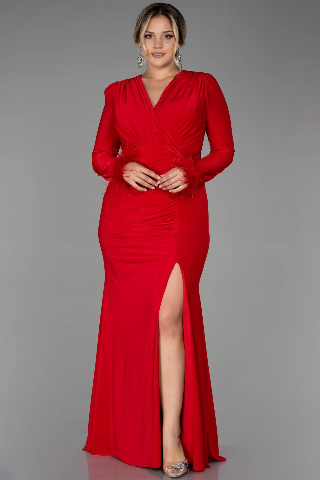 Red-Long Plus Size Evening Dress ABU2832