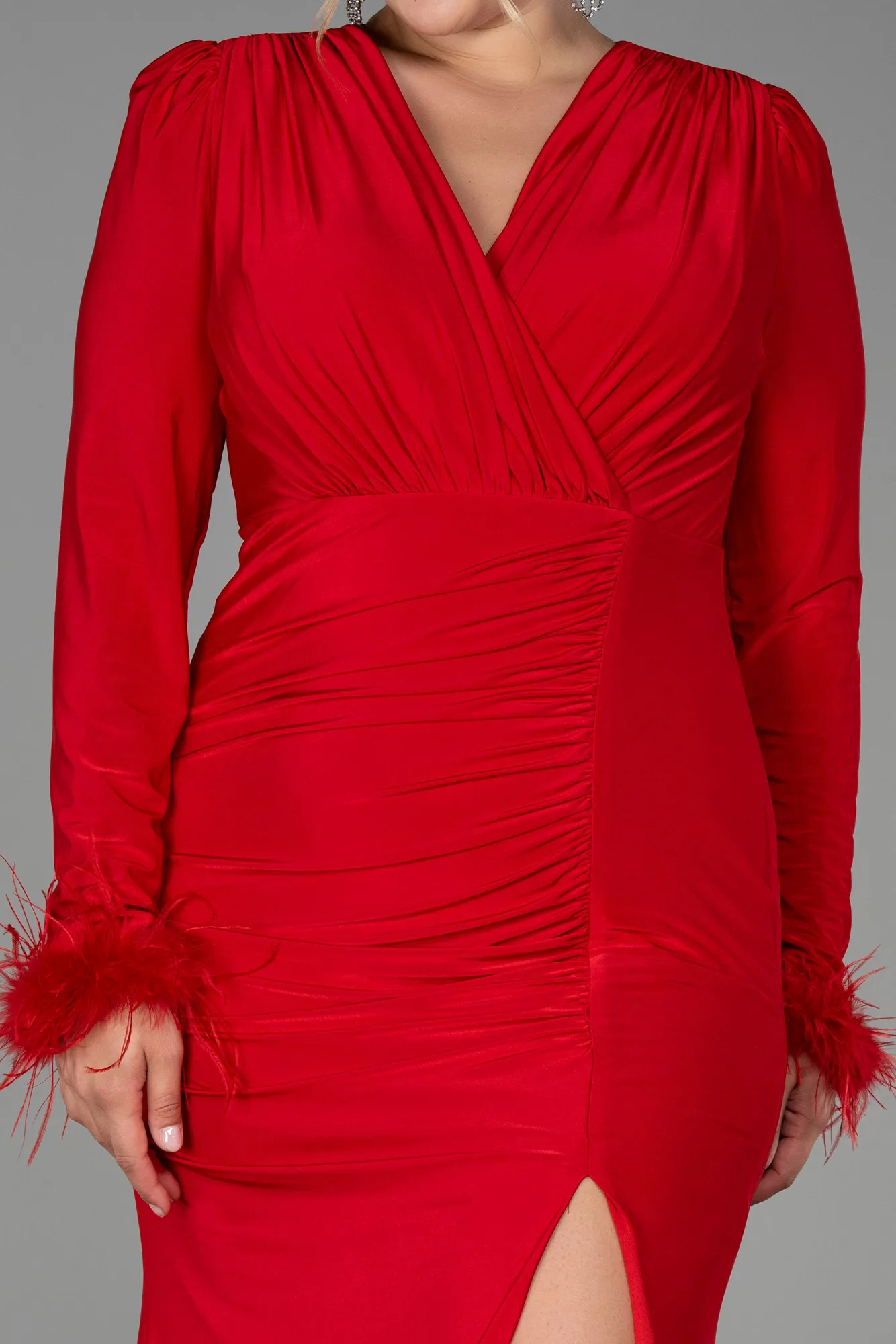 Red-Long Plus Size Evening Dress ABU2832