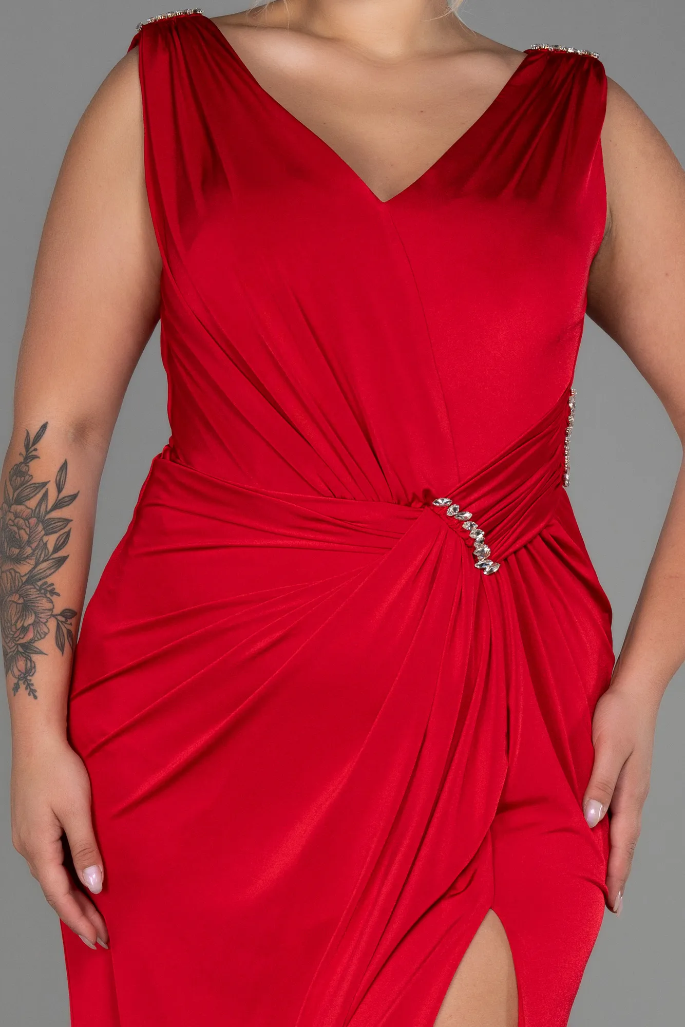 Red-Long Plus Size Evening Dress ABU2931