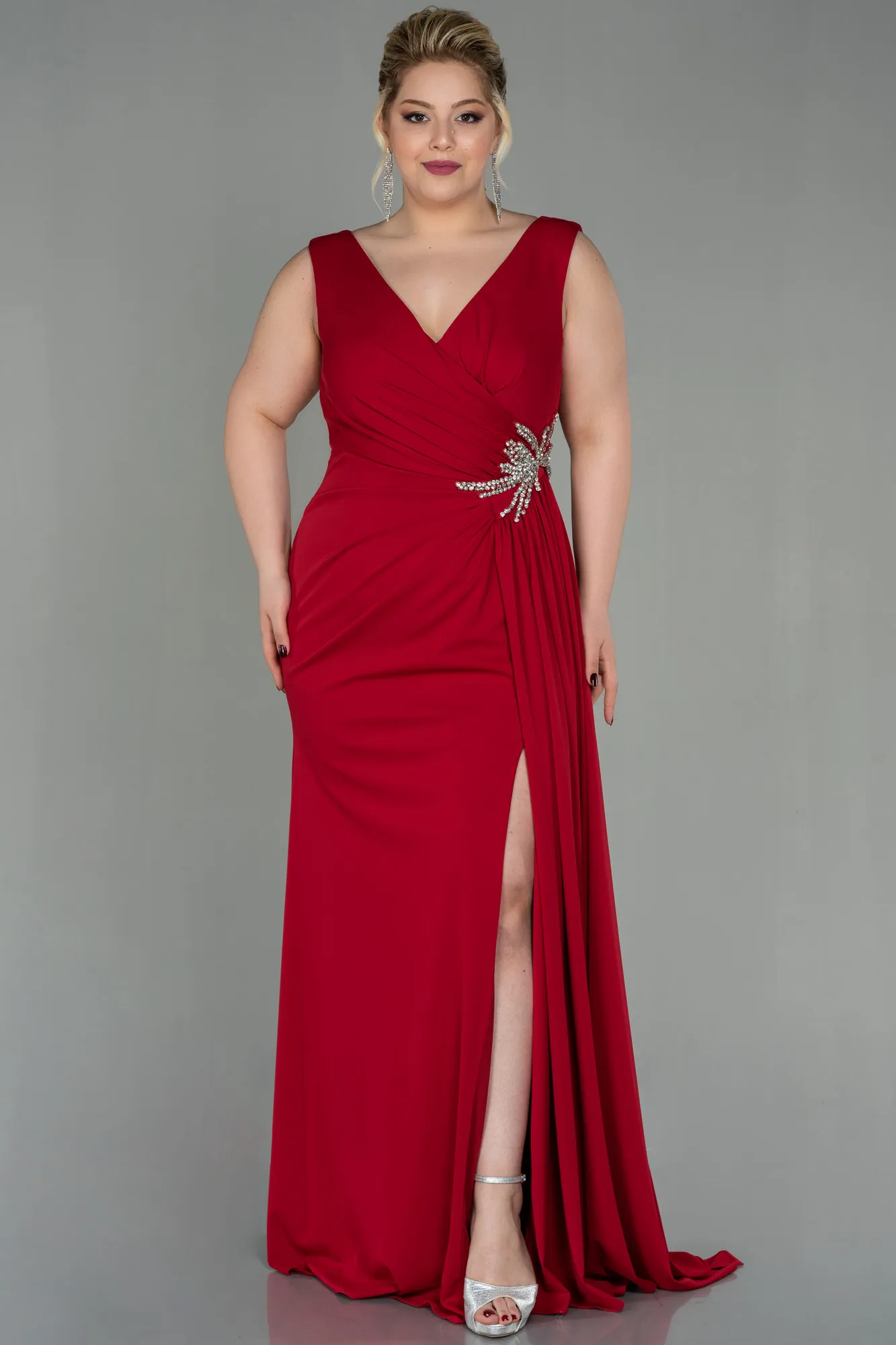 Red-Long Plus Size Evening Dress ABU2934