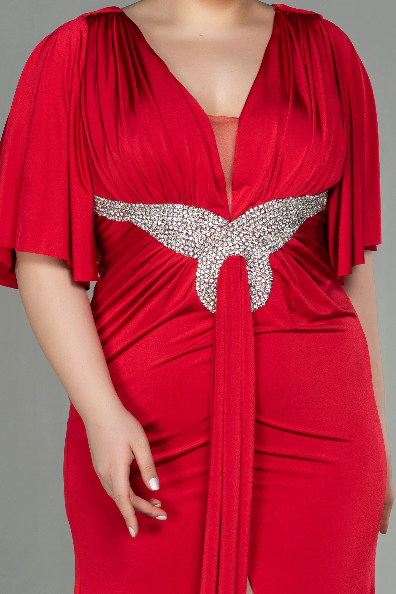 Red-Long Plus Size Evening Dress ABU3015
