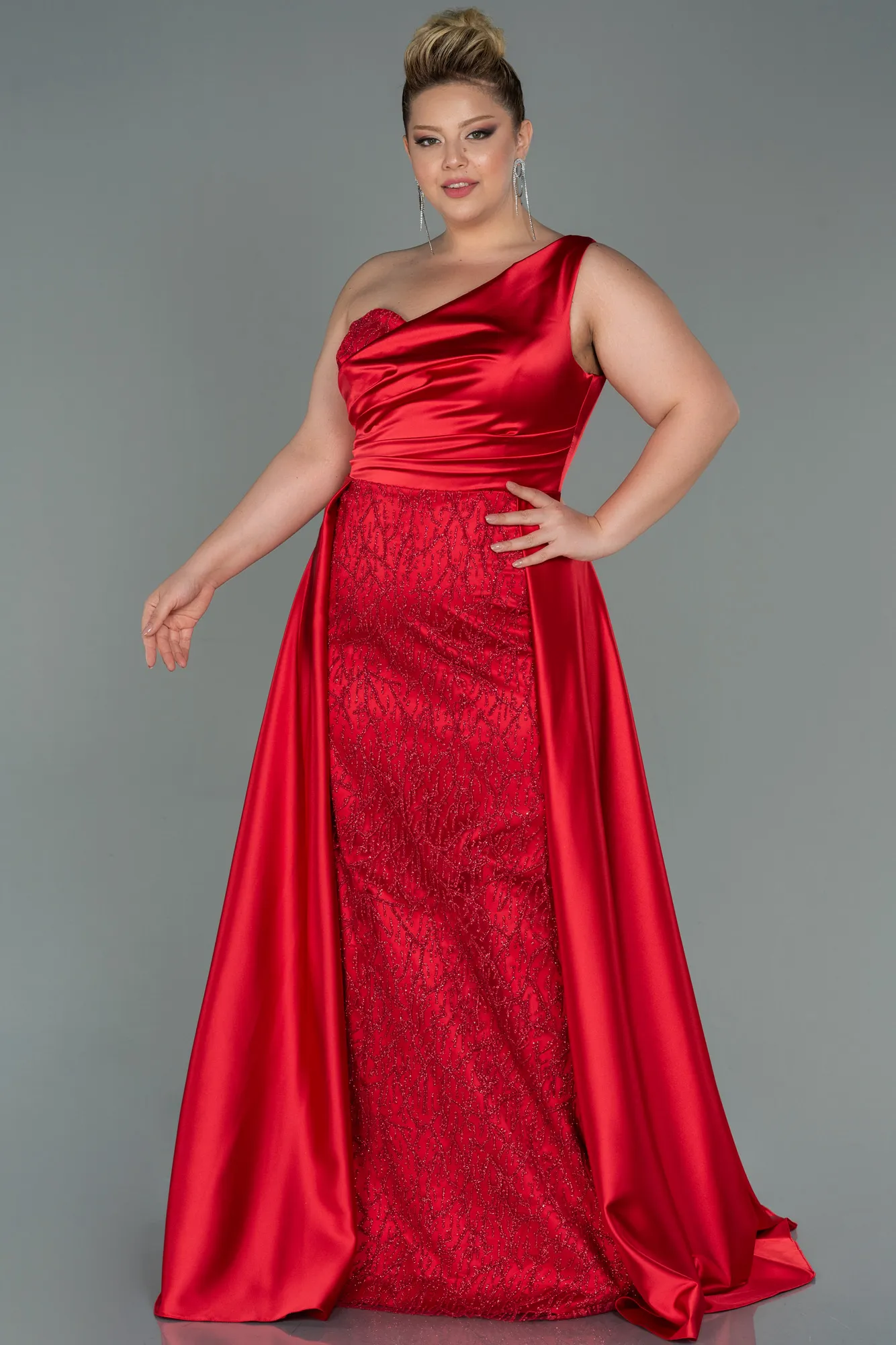 Red-Long Plus Size Evening Dress ABU3171