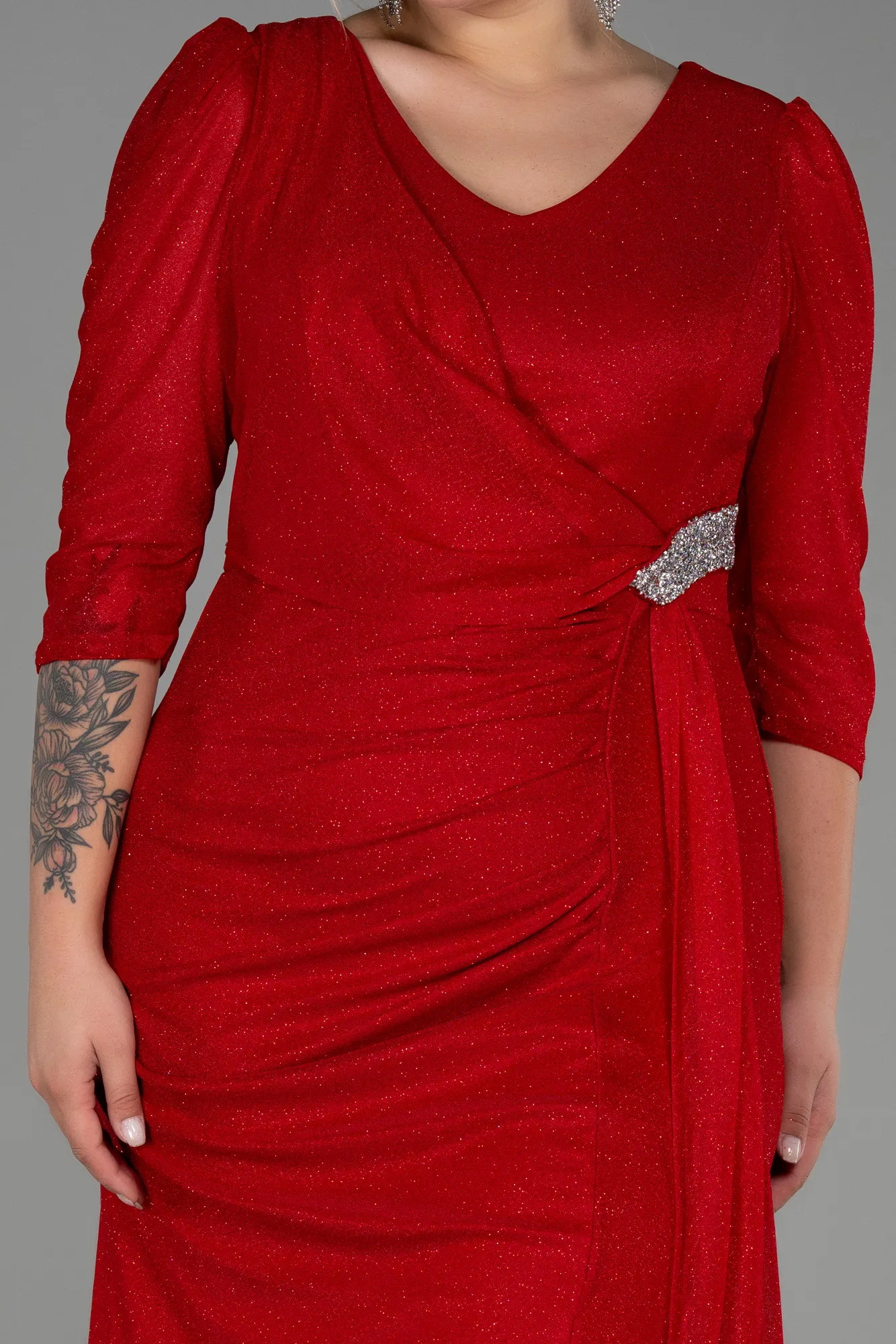 Red-Long Plus Size Evening Dress ABU3279
