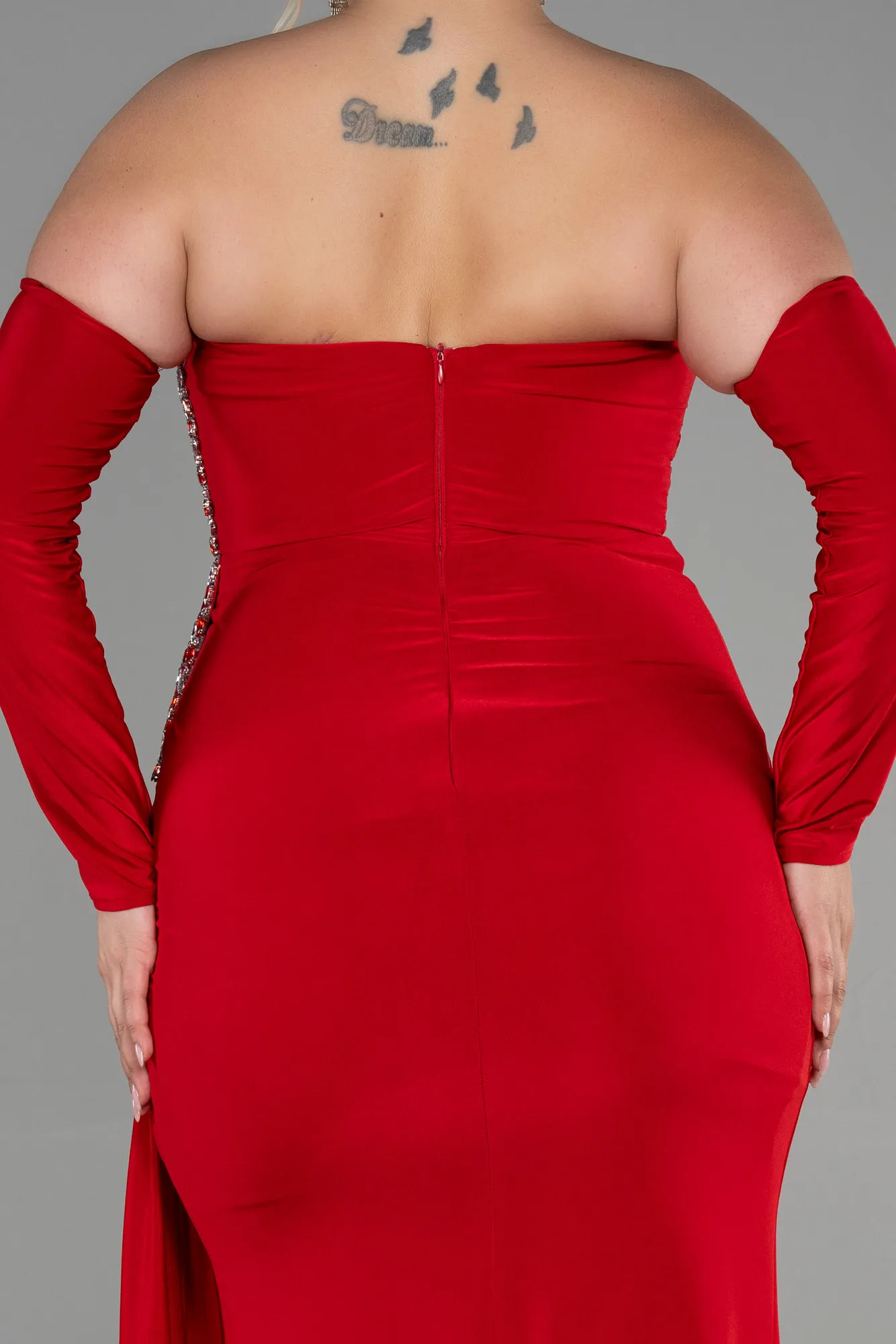 Red-Long Plus Size Evening Dress ABU3352
