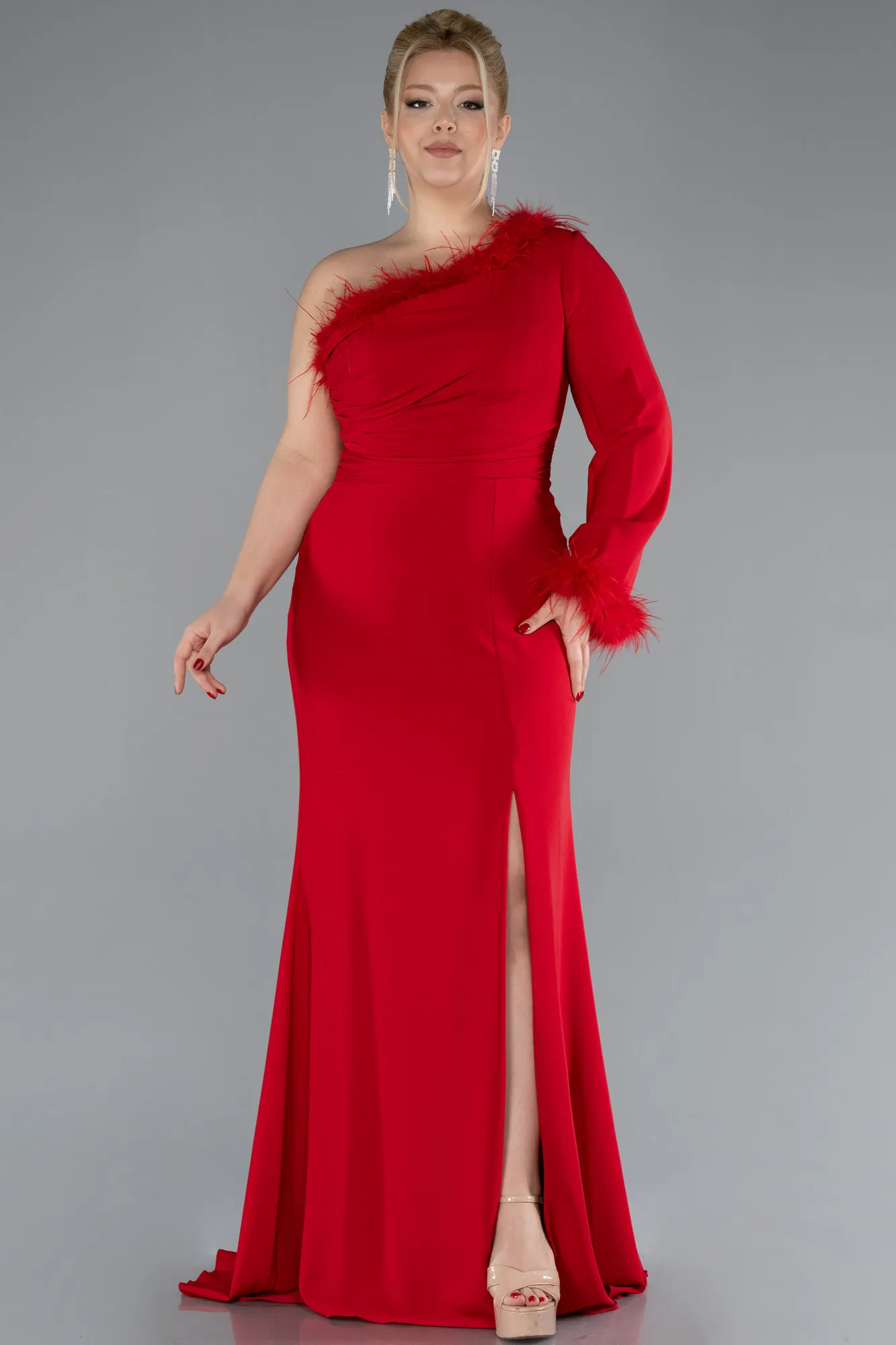 Red-Long Plus Size Evening Dress ABU3518