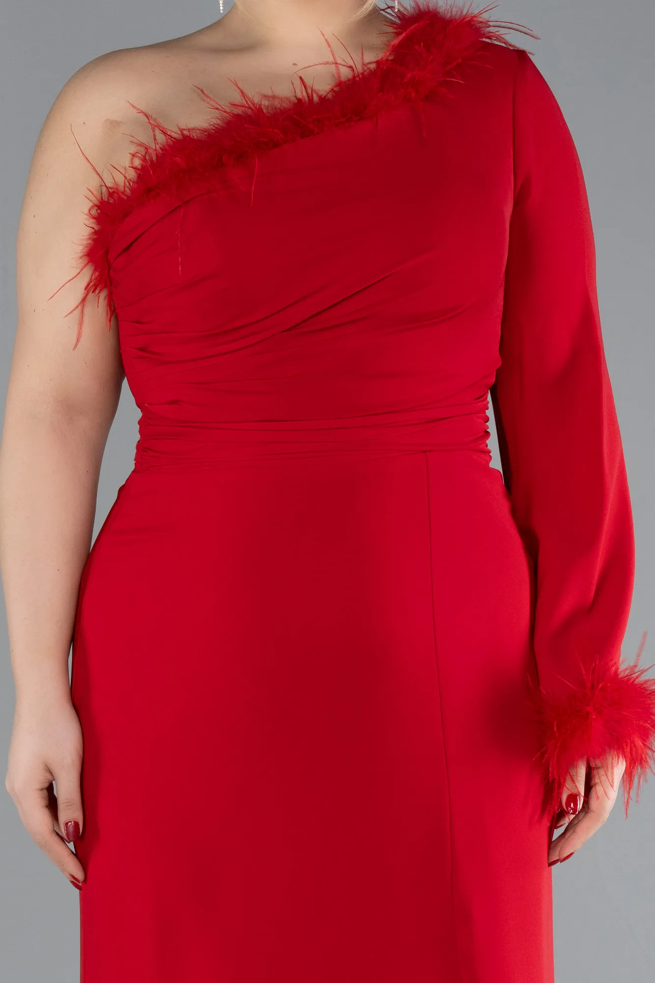 Red-Long Plus Size Evening Dress ABU3518