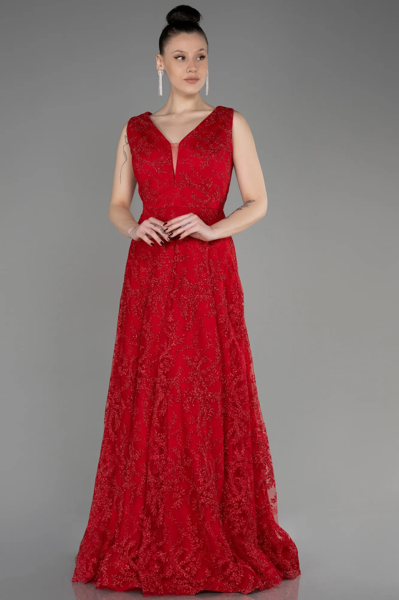 Red-Long Plus Size Evening Gown ABU3549