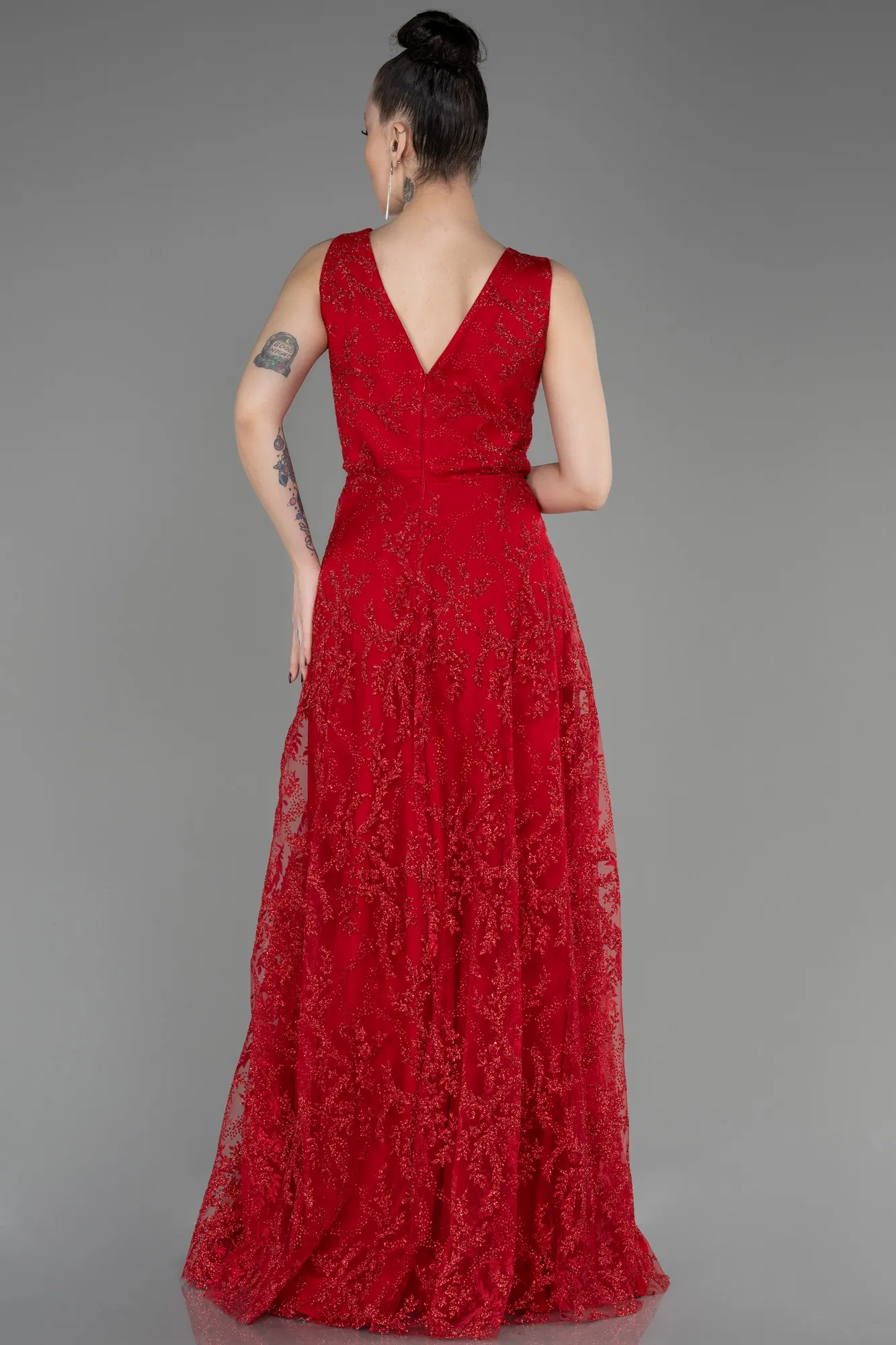 Red-Long Plus Size Evening Gown ABU3549