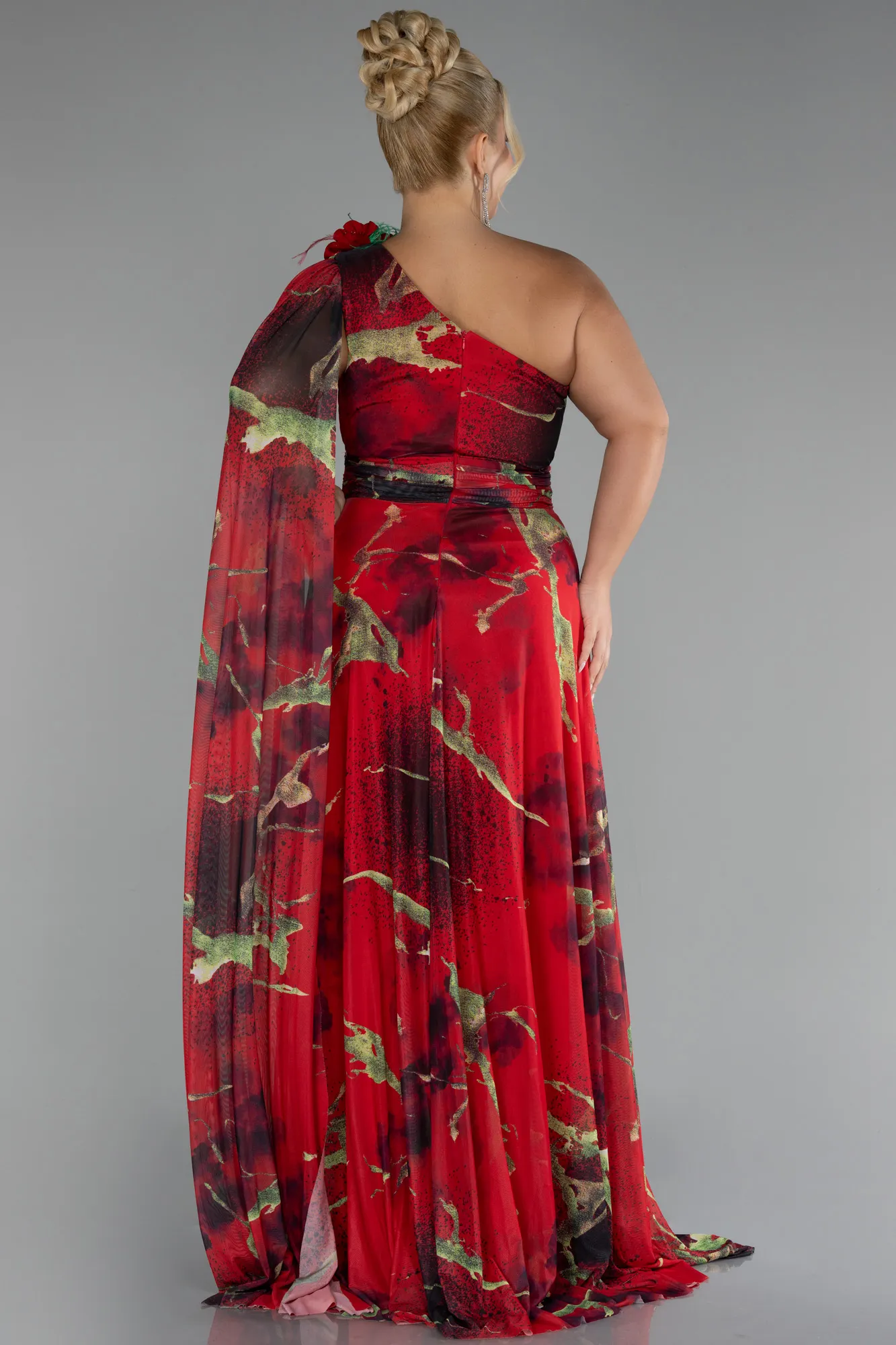 Red-Long Plus Size Evening Gown ABU3744