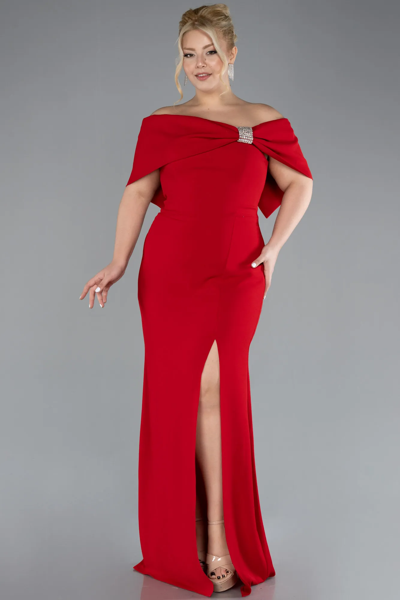 Red-Long Plus Size Evening Gown ABU3945