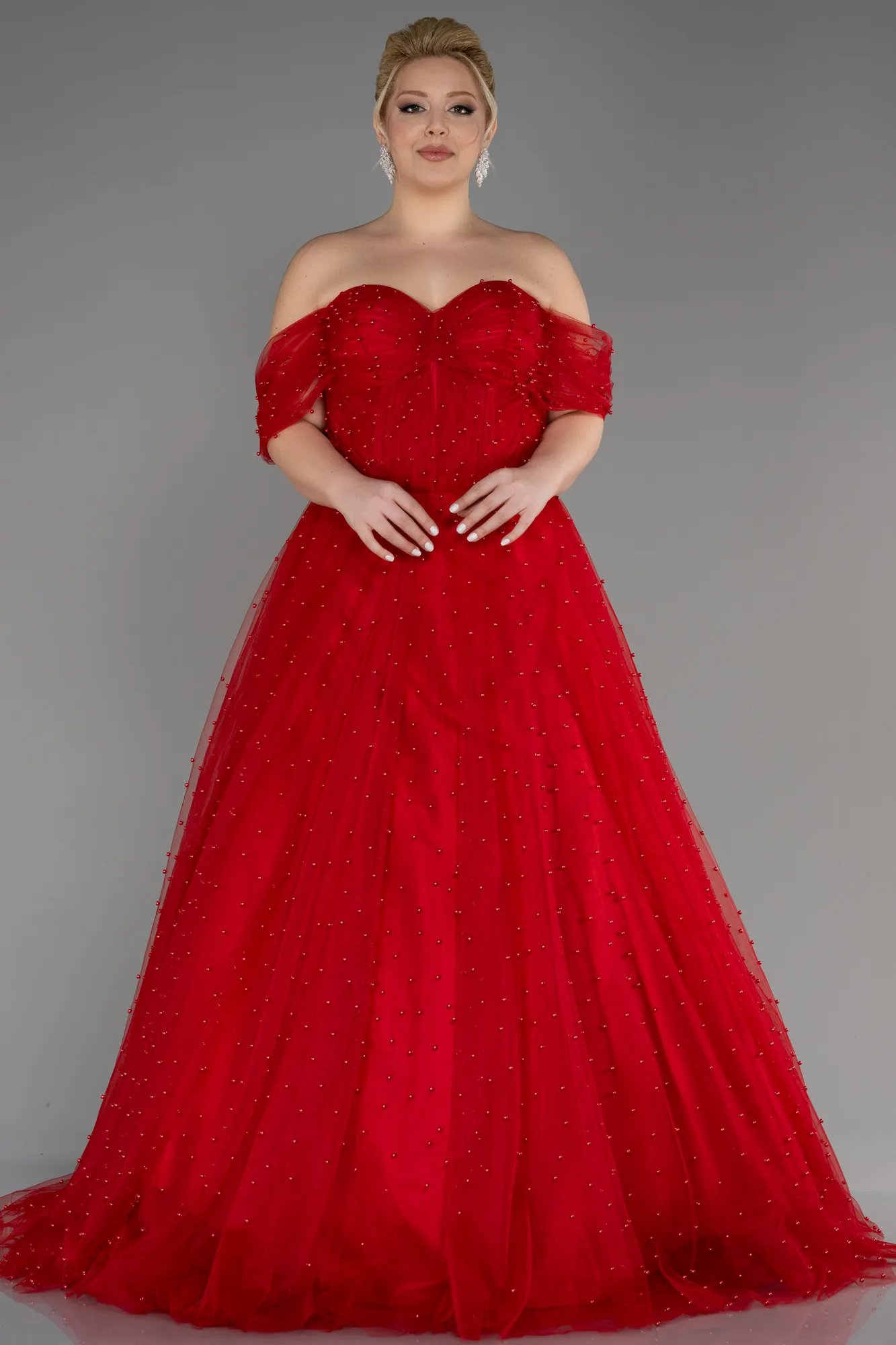 Red-Long Plus Size Haute Couture Dress ABU3622