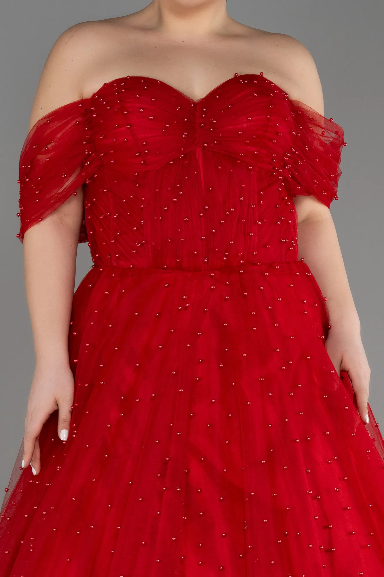 Red-Long Plus Size Haute Couture Dress ABU3622