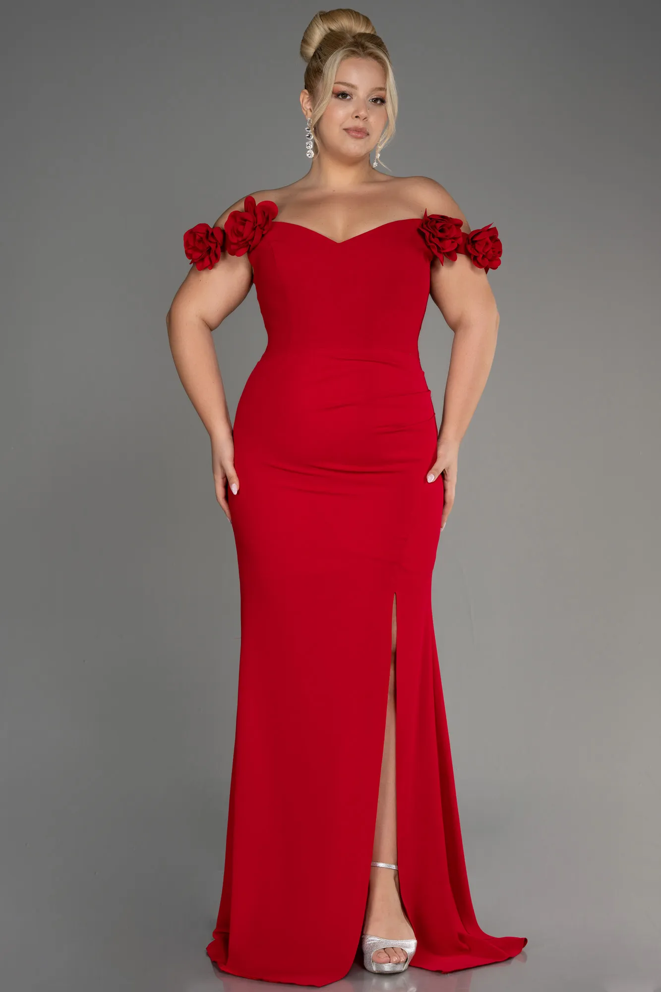 Red-Long Plus Size Prom Dress ABU3946