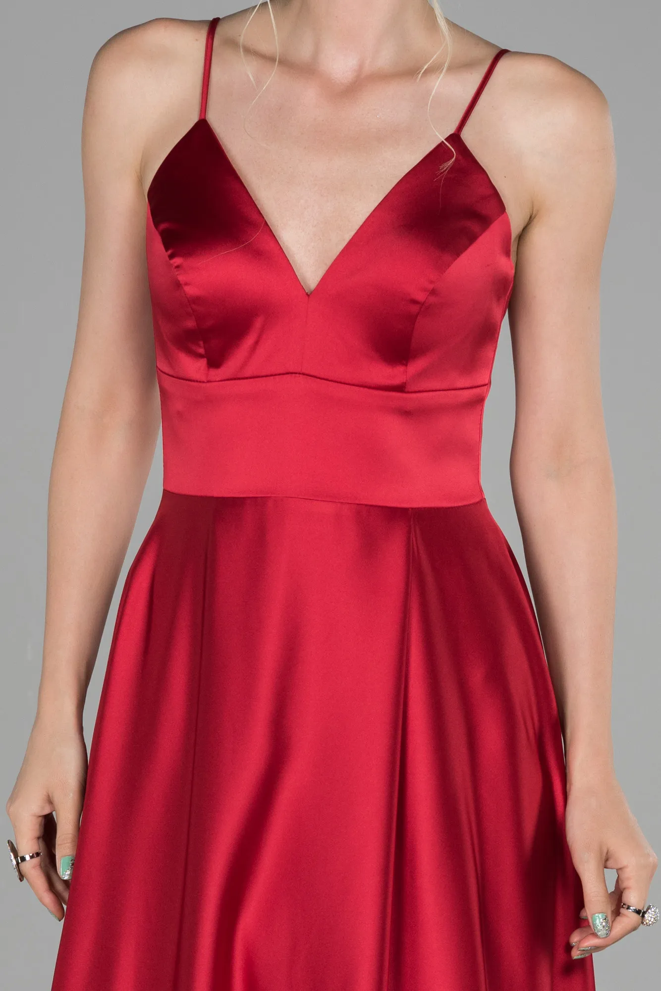 Red-Long Satin Evening Dress ABU1458