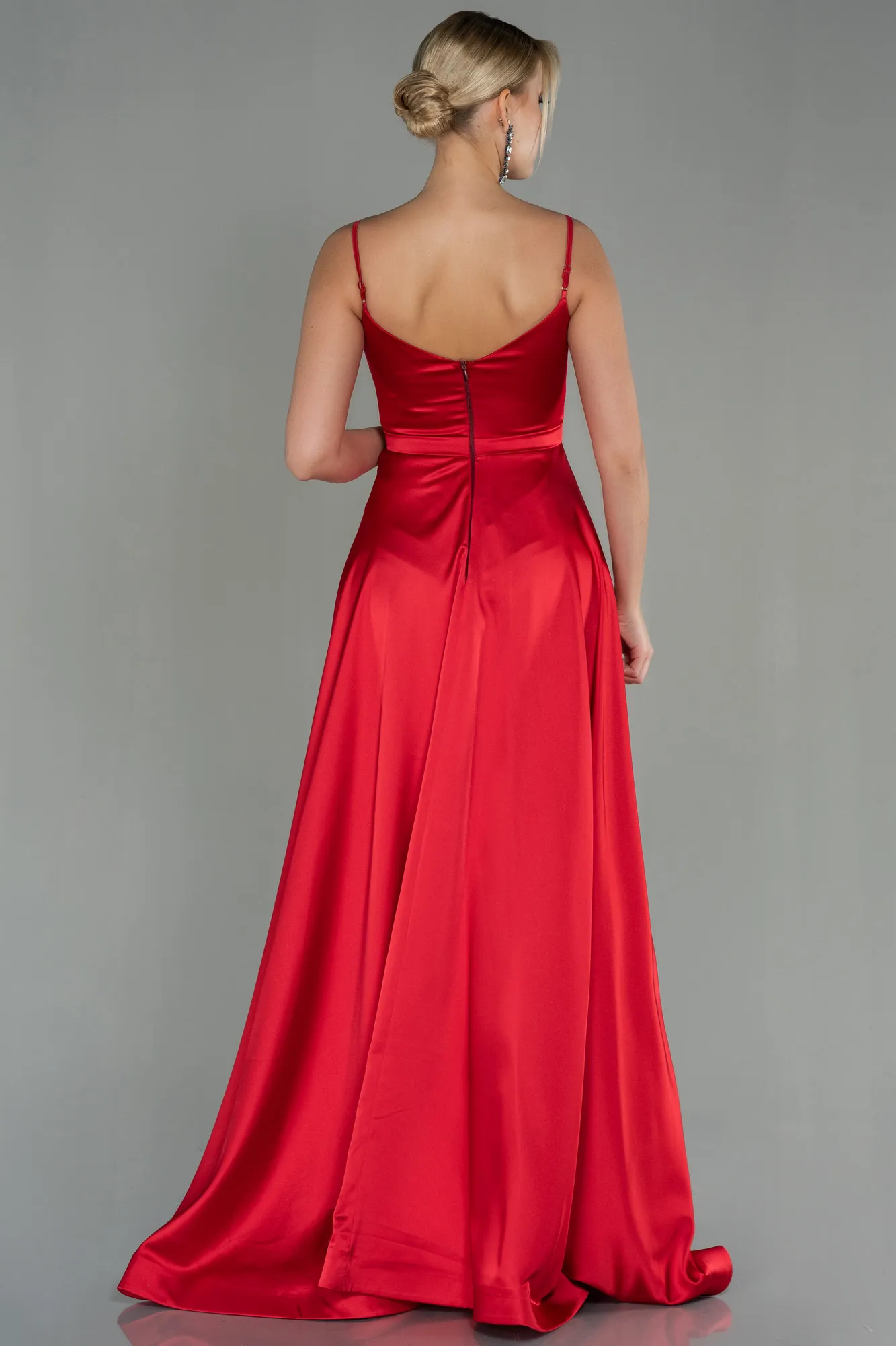 Red-Long Satin Evening Dress ABU1601