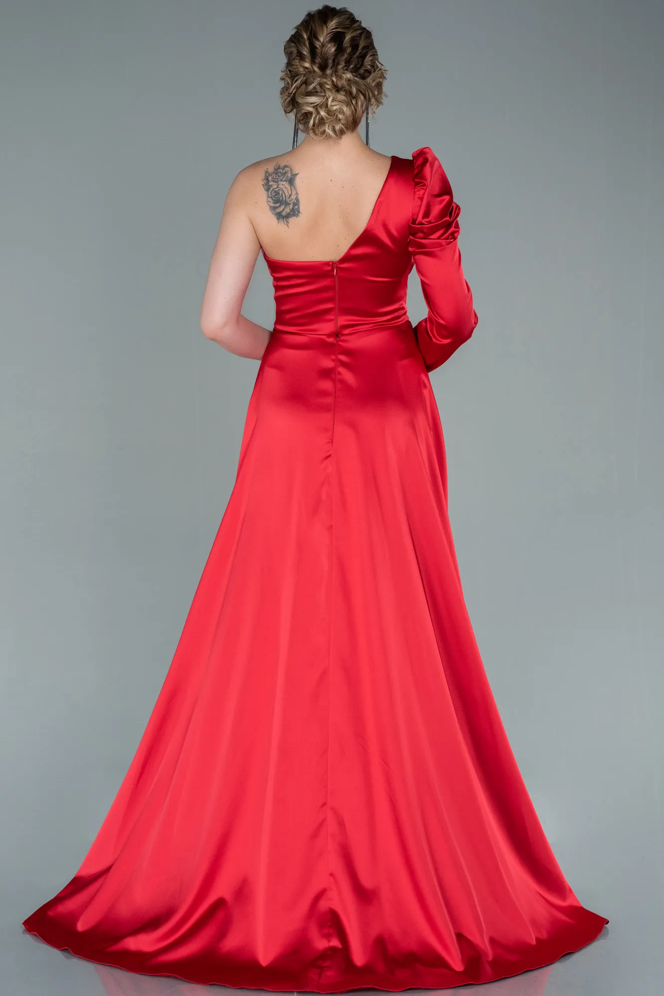 Red-Long Satin Evening Dress ABU1715