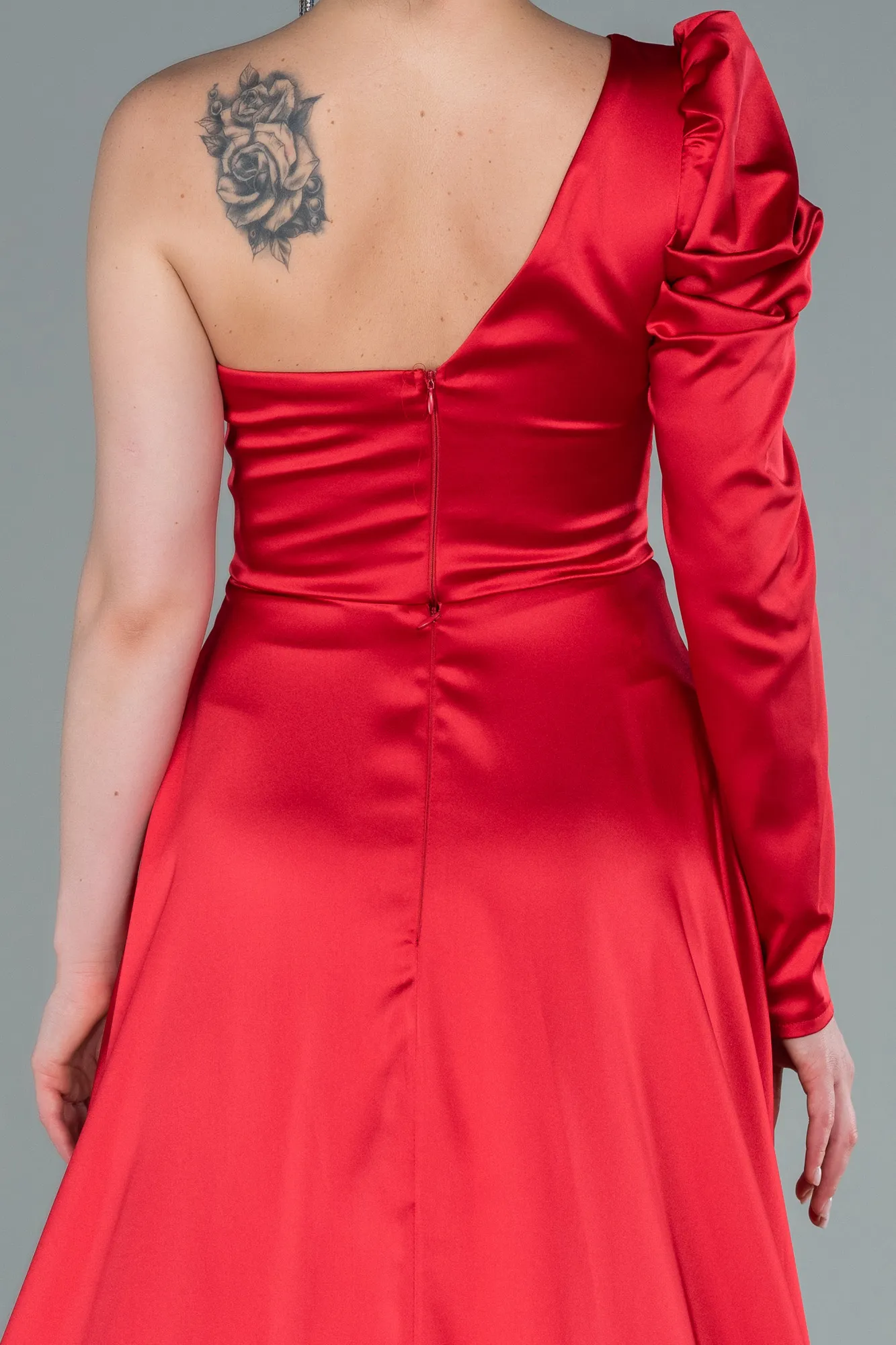 Red-Long Satin Evening Dress ABU1715