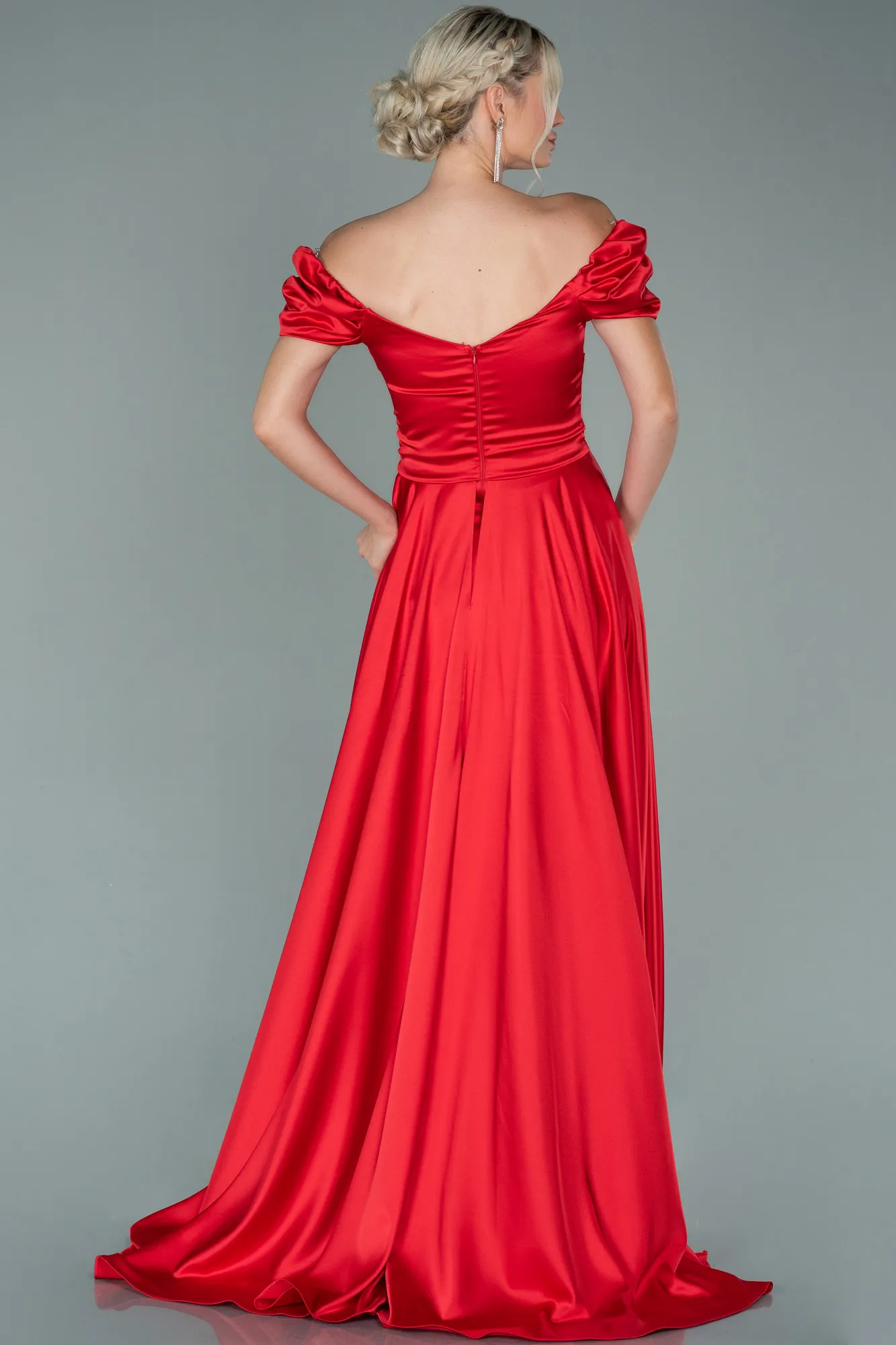 Red-Long Satin Evening Dress ABU2003