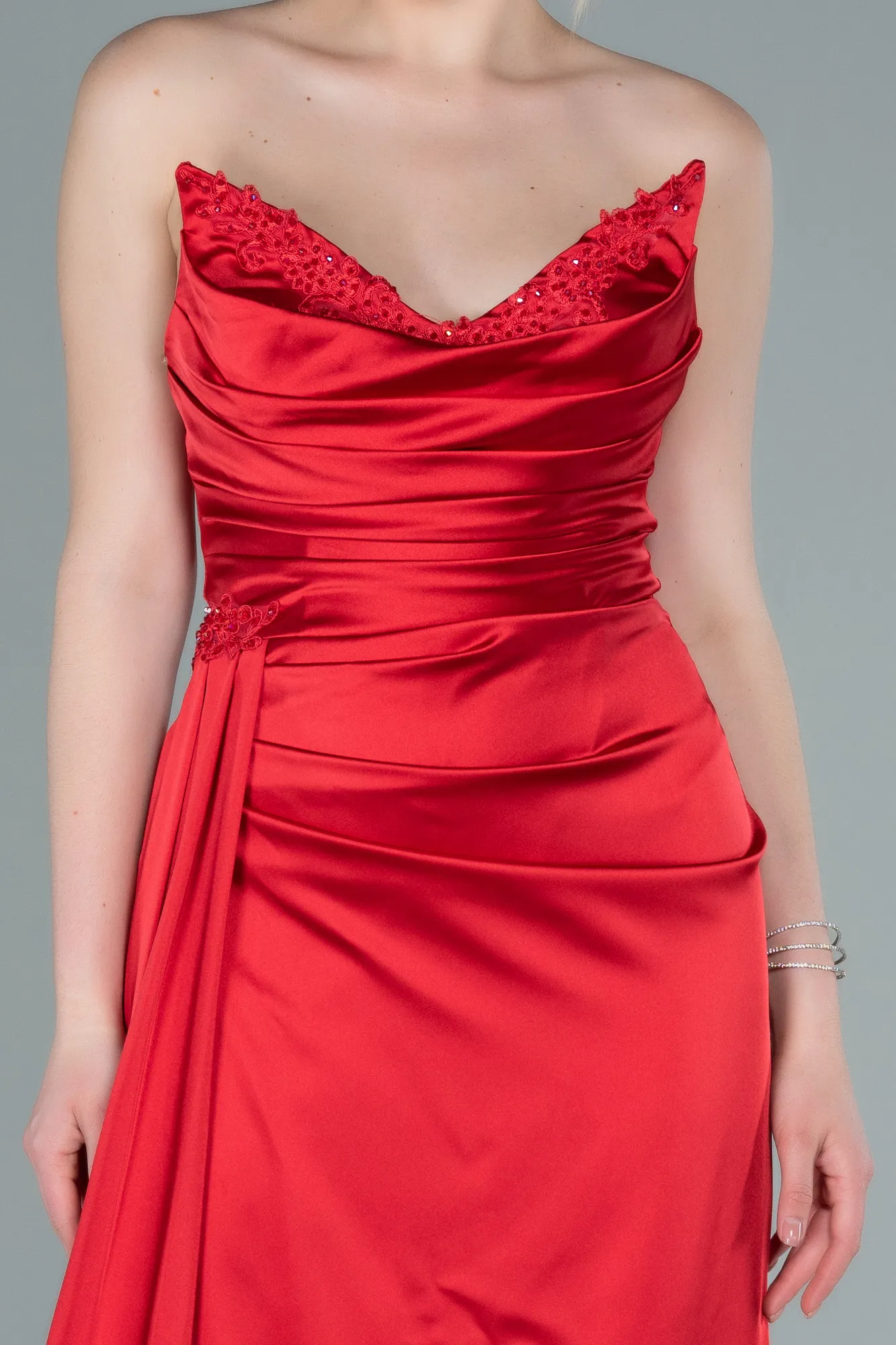 Red-Long Satin Evening Dress ABU2323