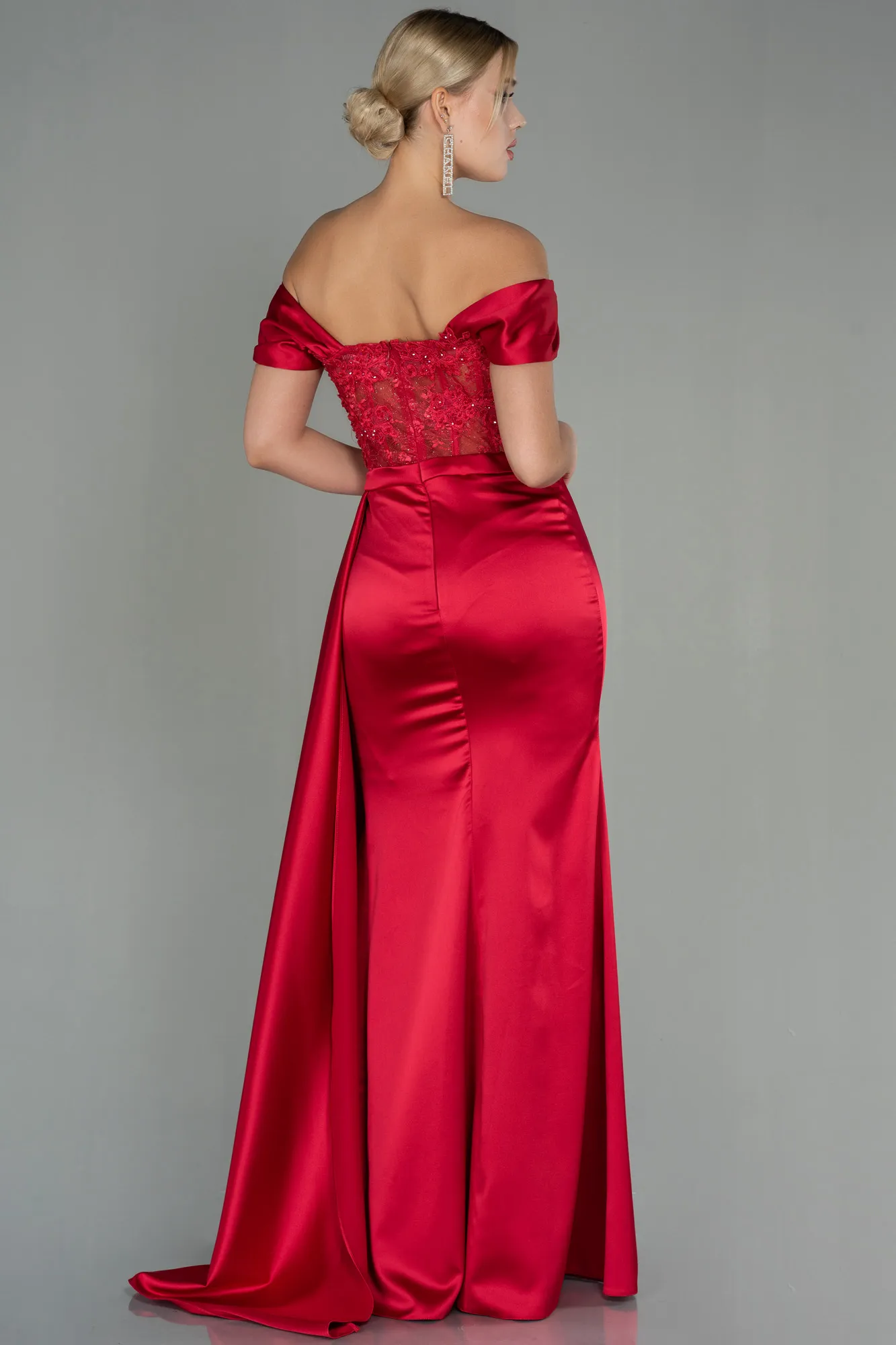 Red-Long Satin Evening Dress ABU2374