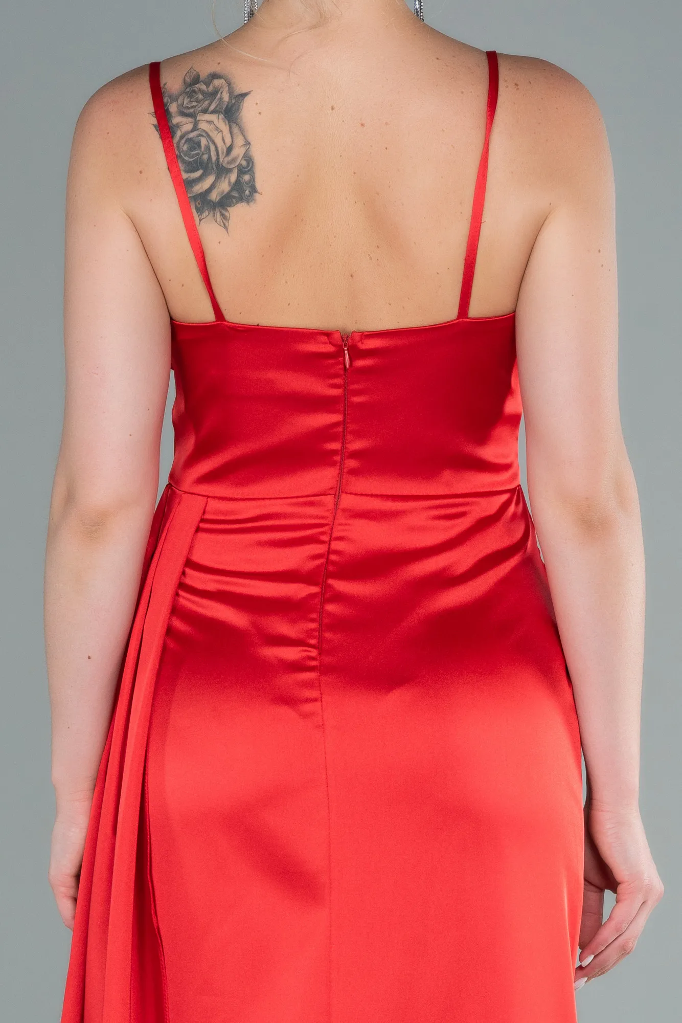 Red-Long Satin Evening Dress ABU2477