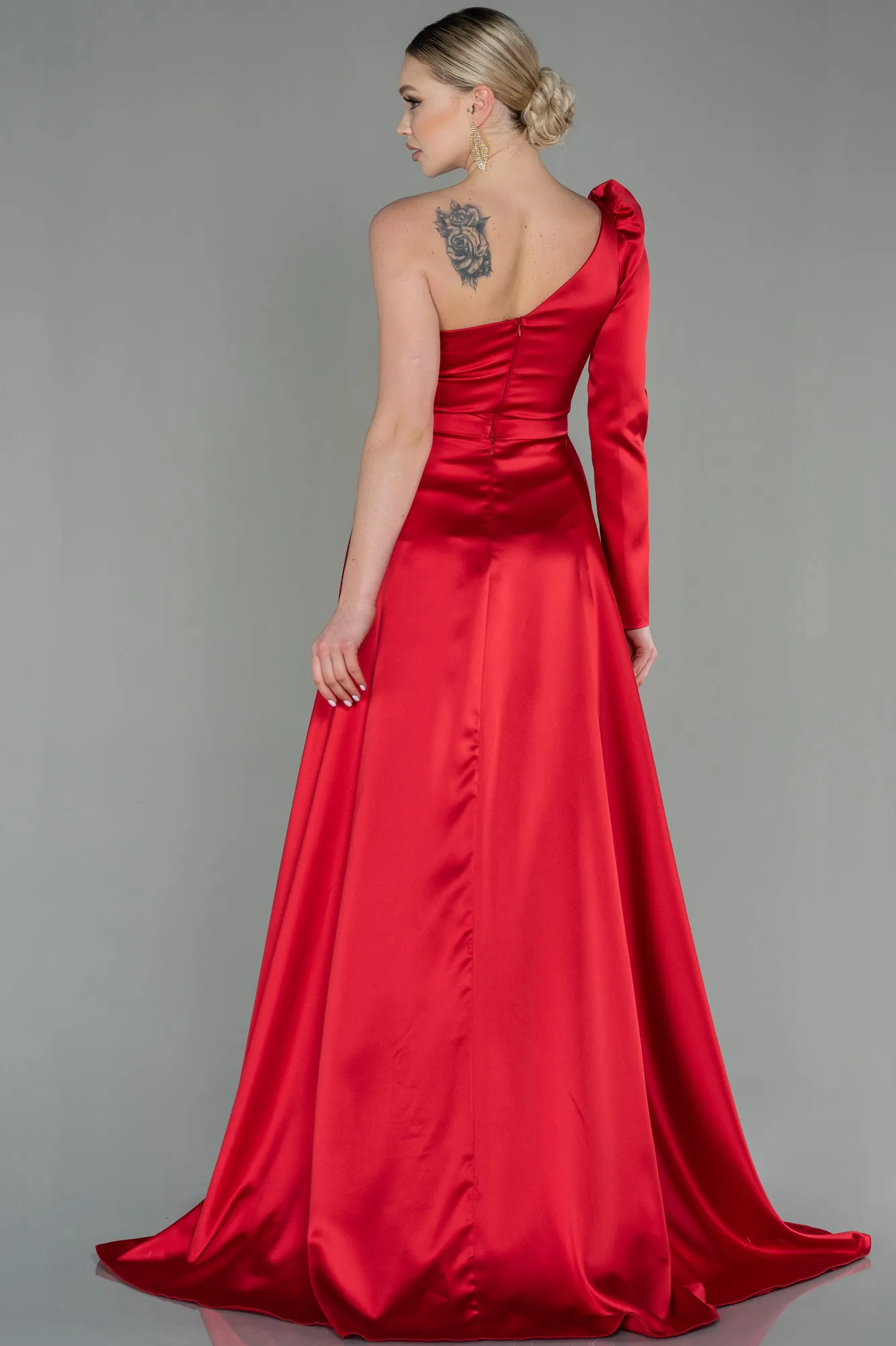Red-Long Satin Evening Dress ABU2610