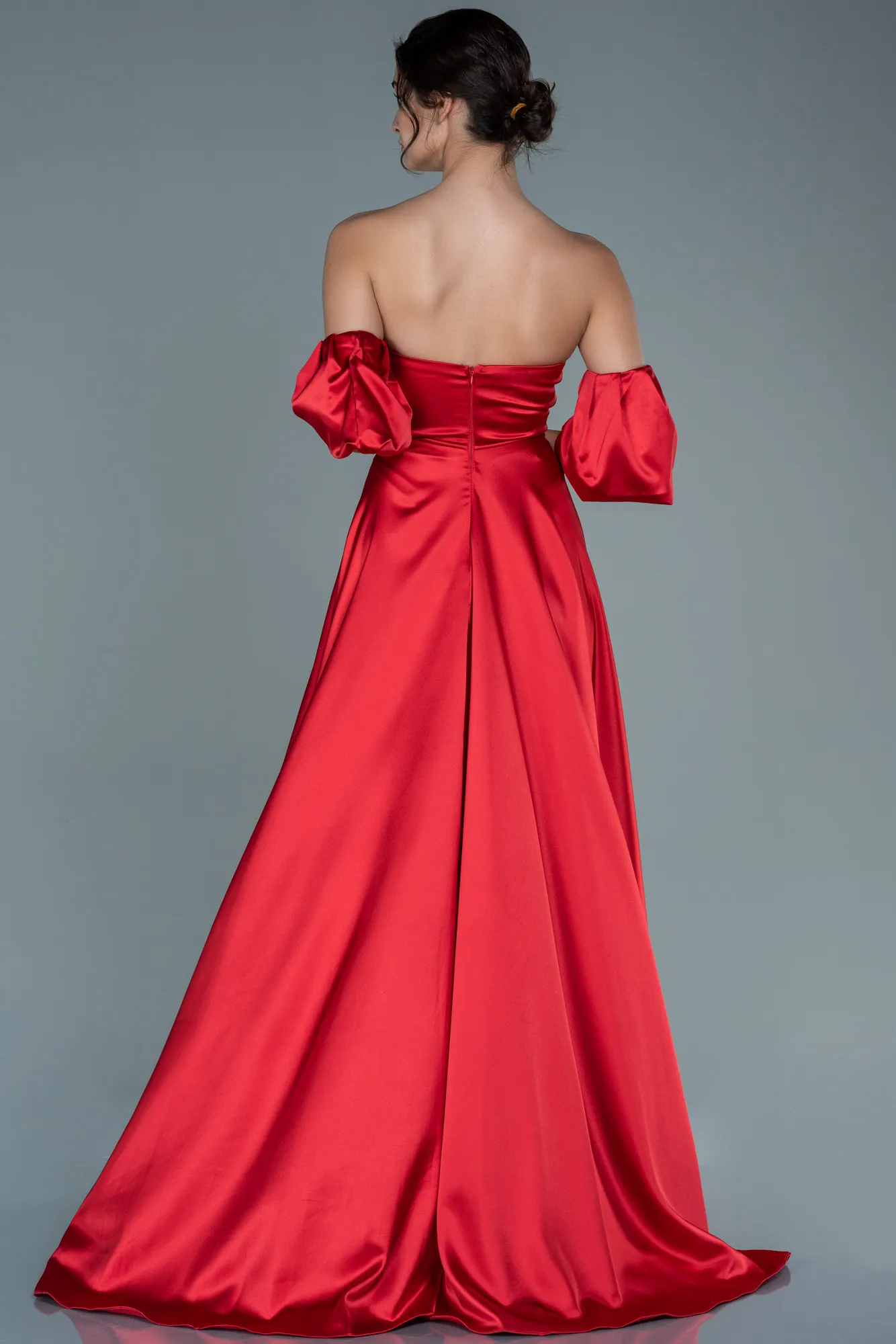 Red-Long Satin Evening Dress ABU2614