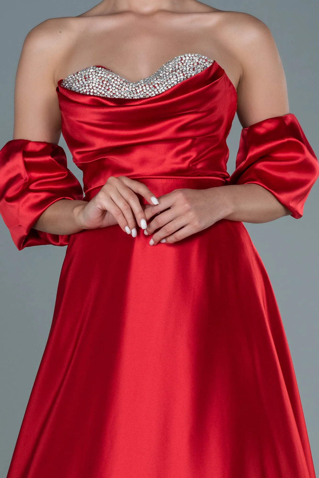 Red-Long Satin Evening Dress ABU2614