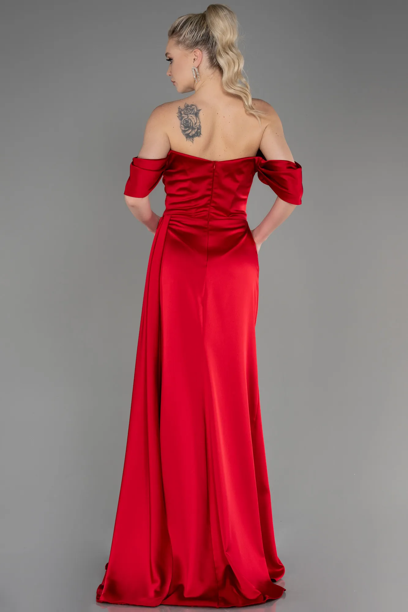 Red-Long Satin Evening Dress ABU2661