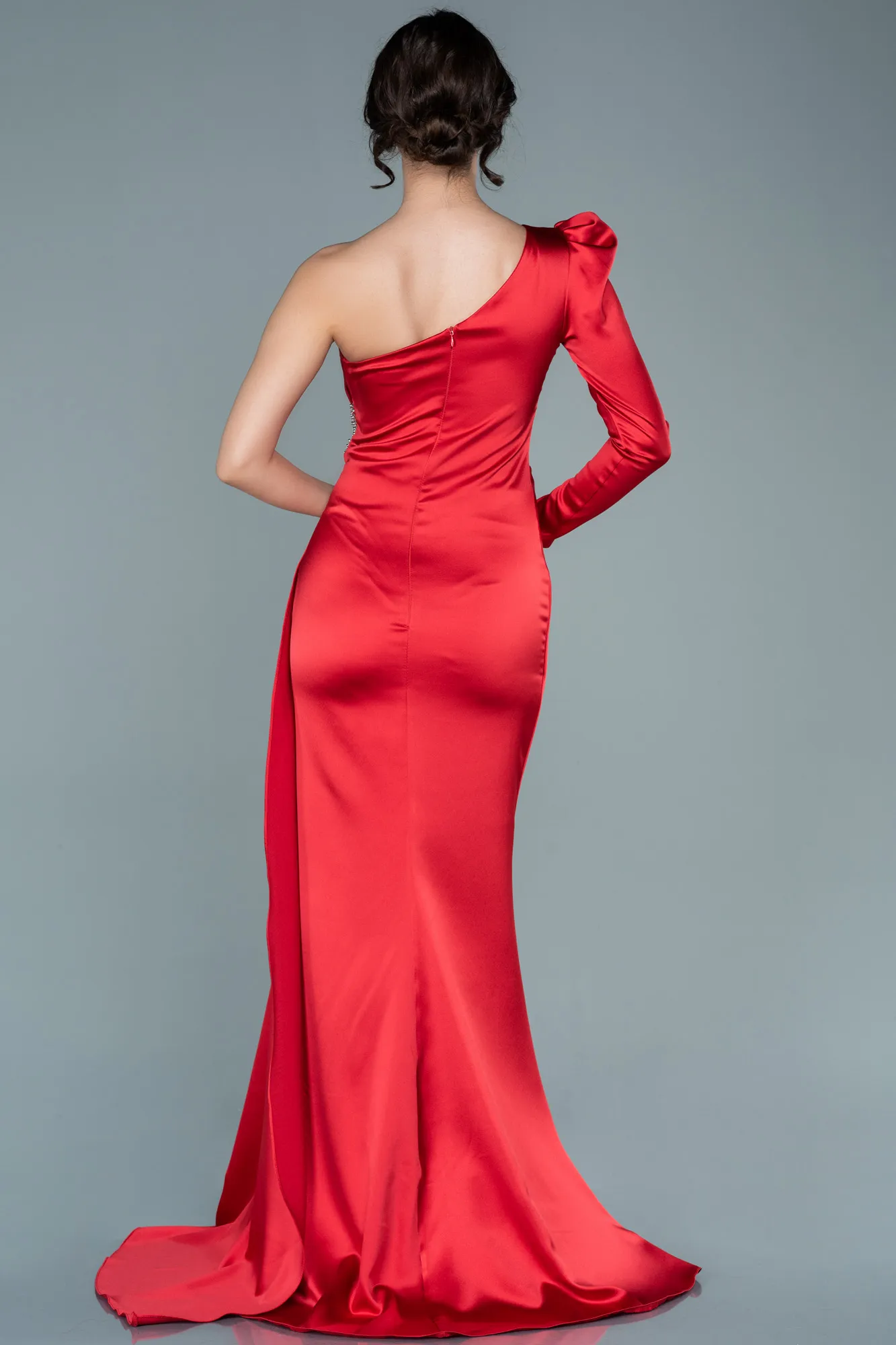 Red-Long Satin Evening Dress ABU2676