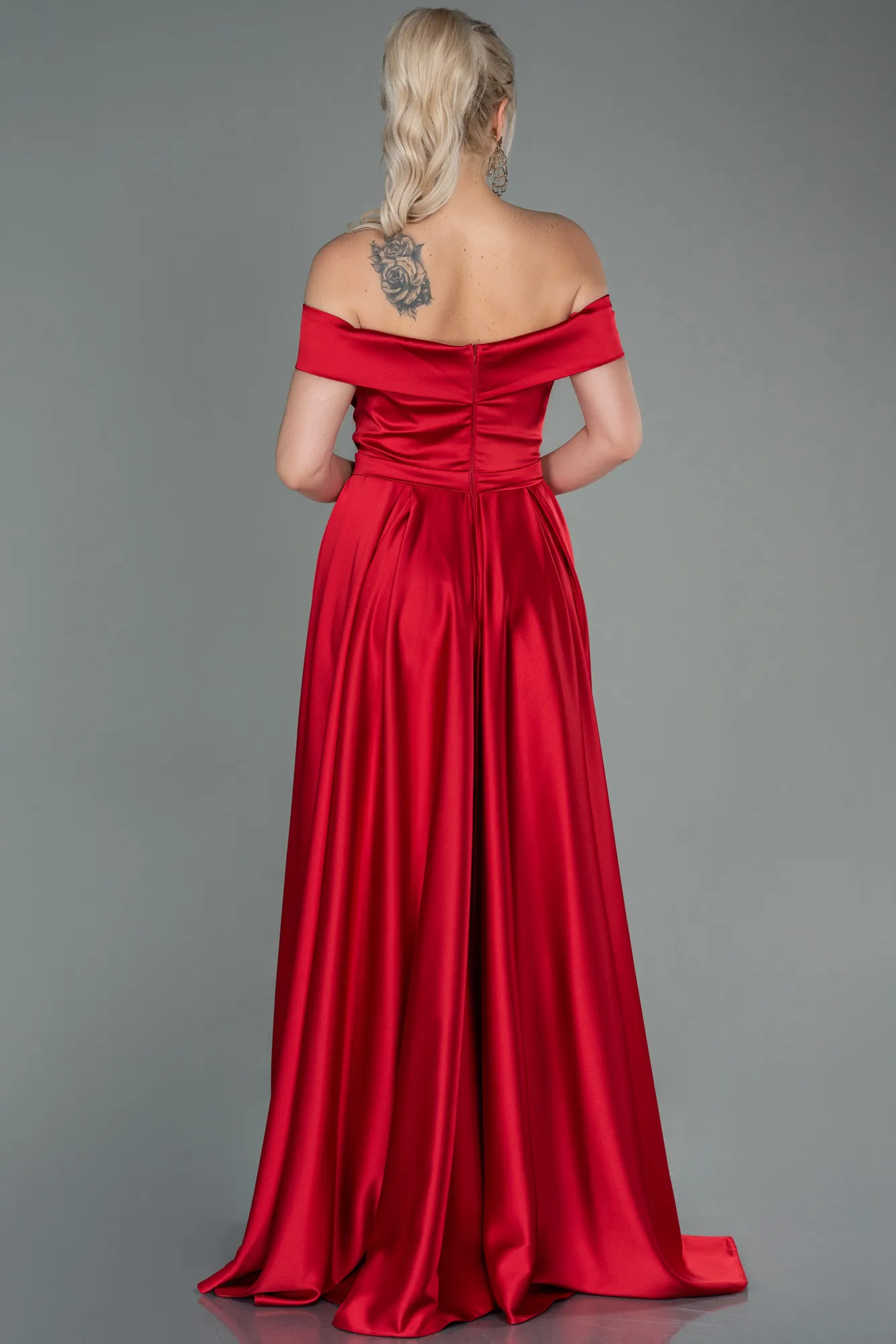 Red-Long Satin Evening Dress ABU2750