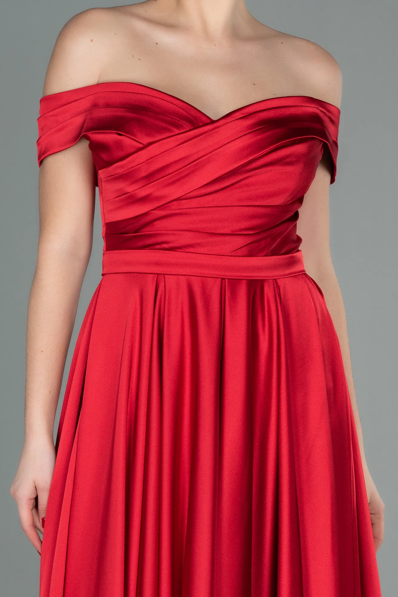 Red-Long Satin Evening Dress ABU2750