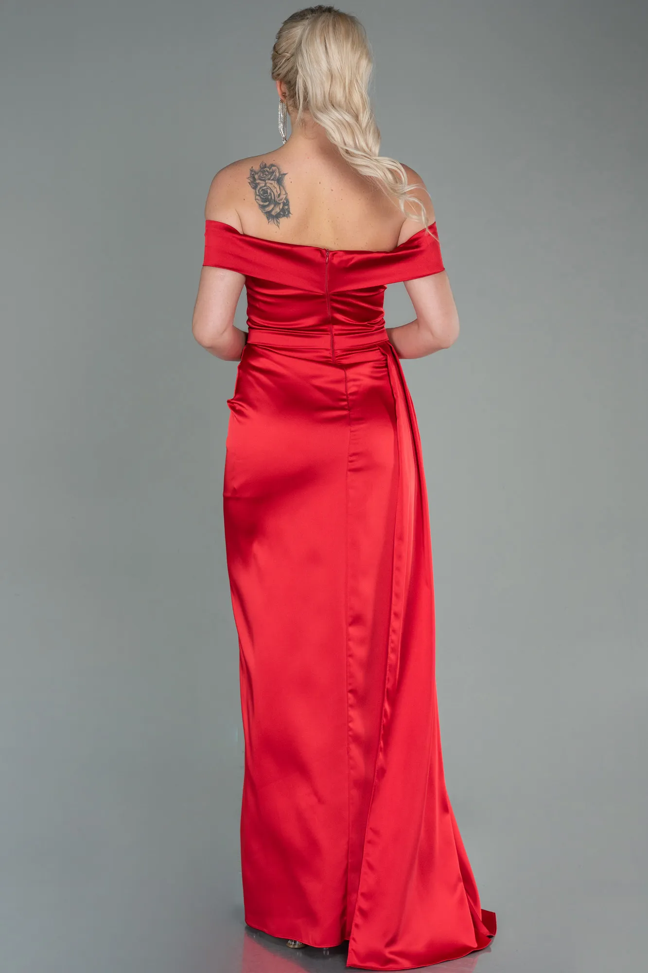 Red-Long Satin Evening Dress ABU2751