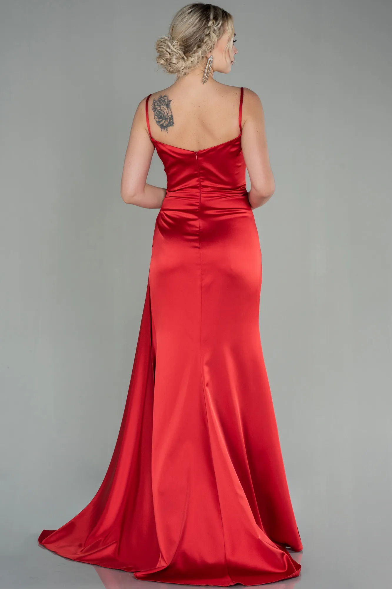 Red-Long Satin Evening Dress ABU2792