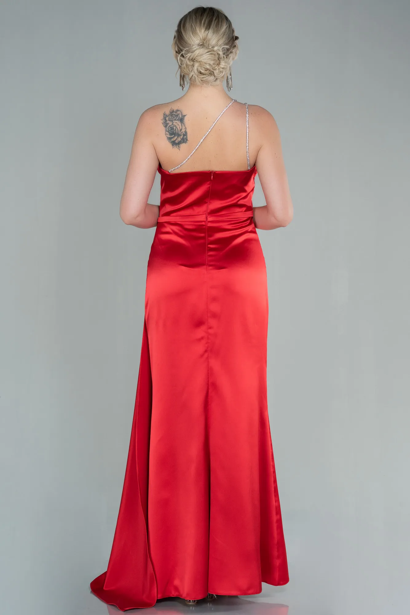 Red-Long Satin Evening Dress ABU2817