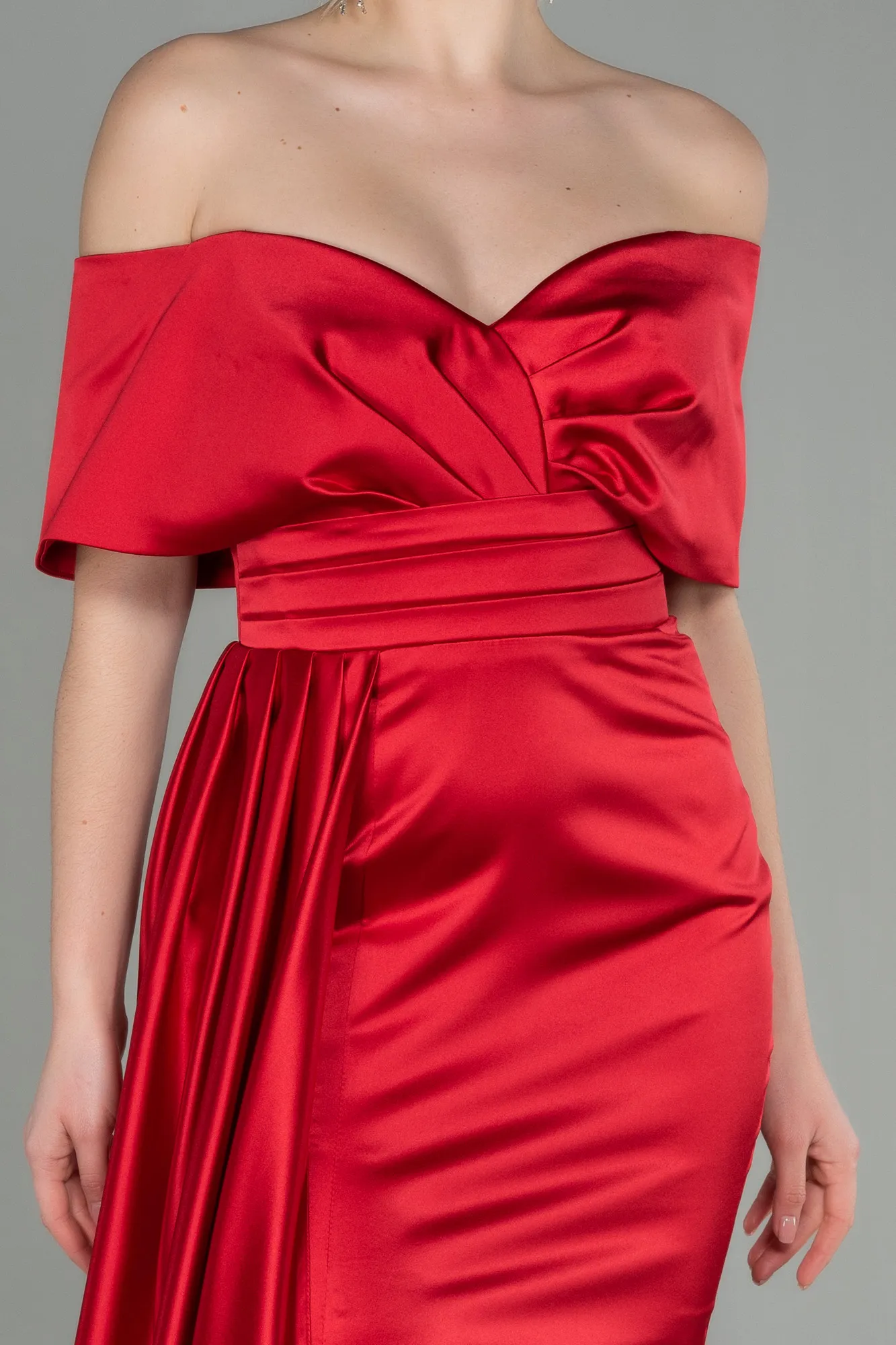 Red-Long Satin Evening Dress ABU2893
