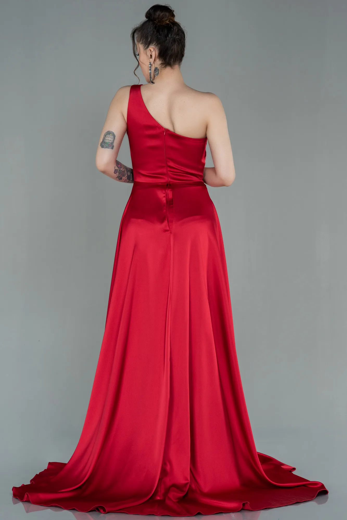 Red-Long Satin Evening Dress ABU2933